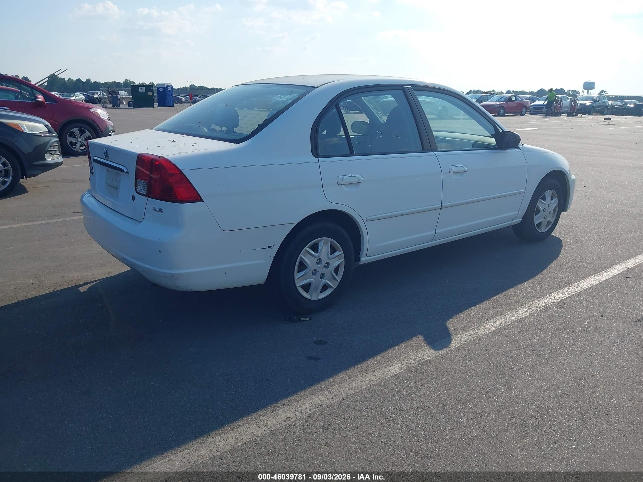 2003 Honda Civic Lx White vin: 2HGES16553H566844