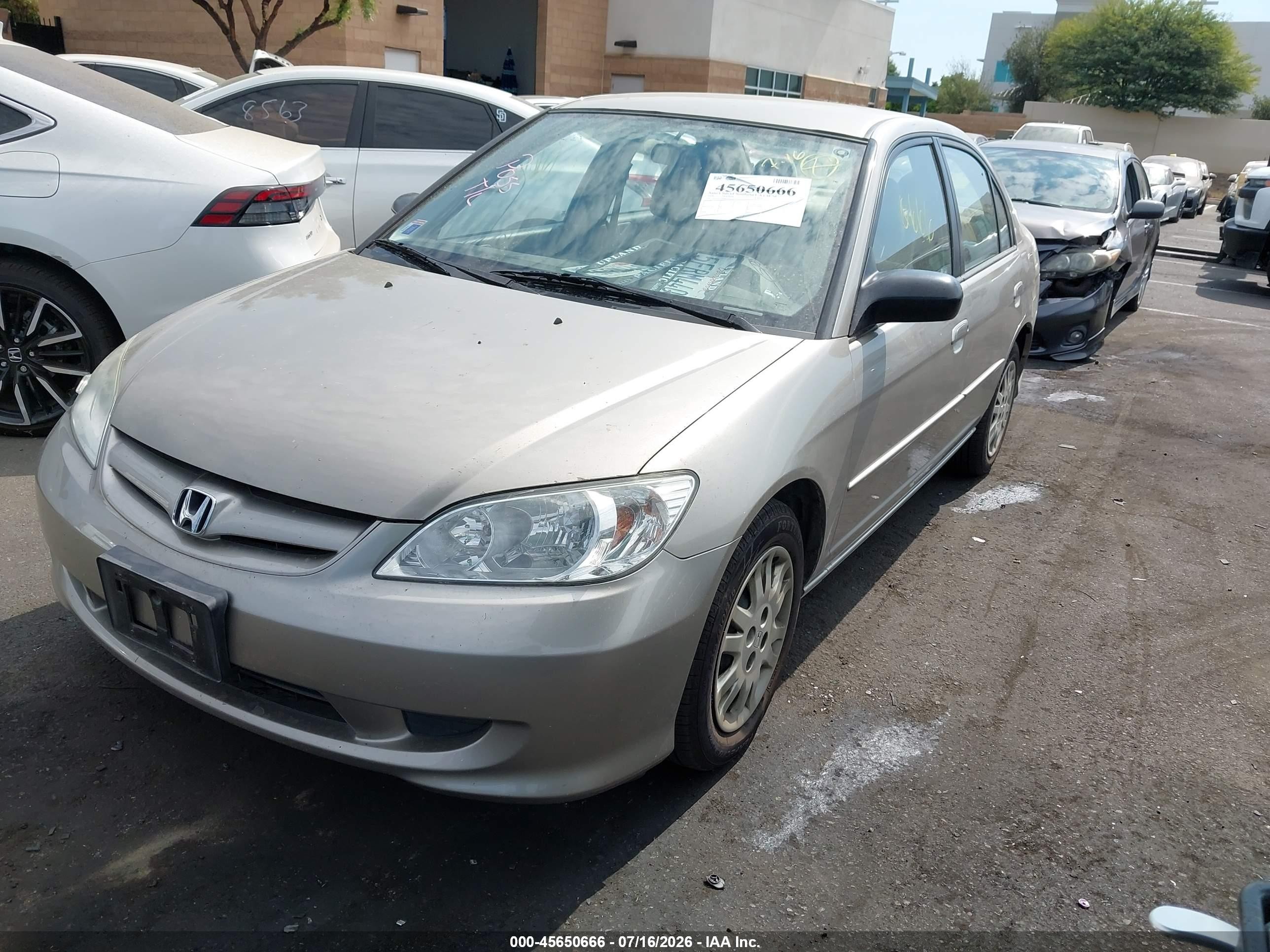 2004 Honda Civic Lx Beige vin: 2HGES16554H538219