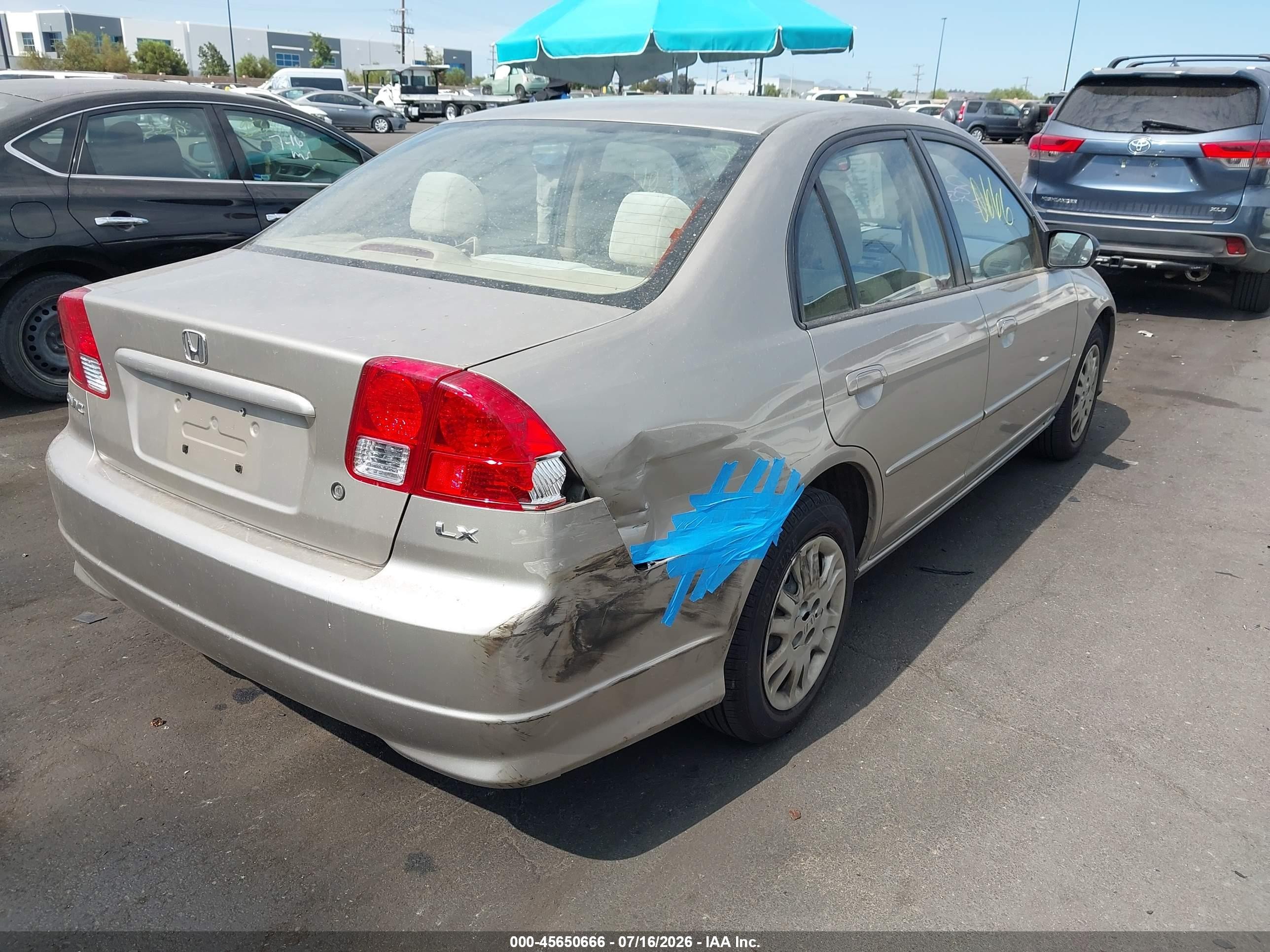 2004 Honda Civic Lx Beige vin: 2HGES16554H538219
