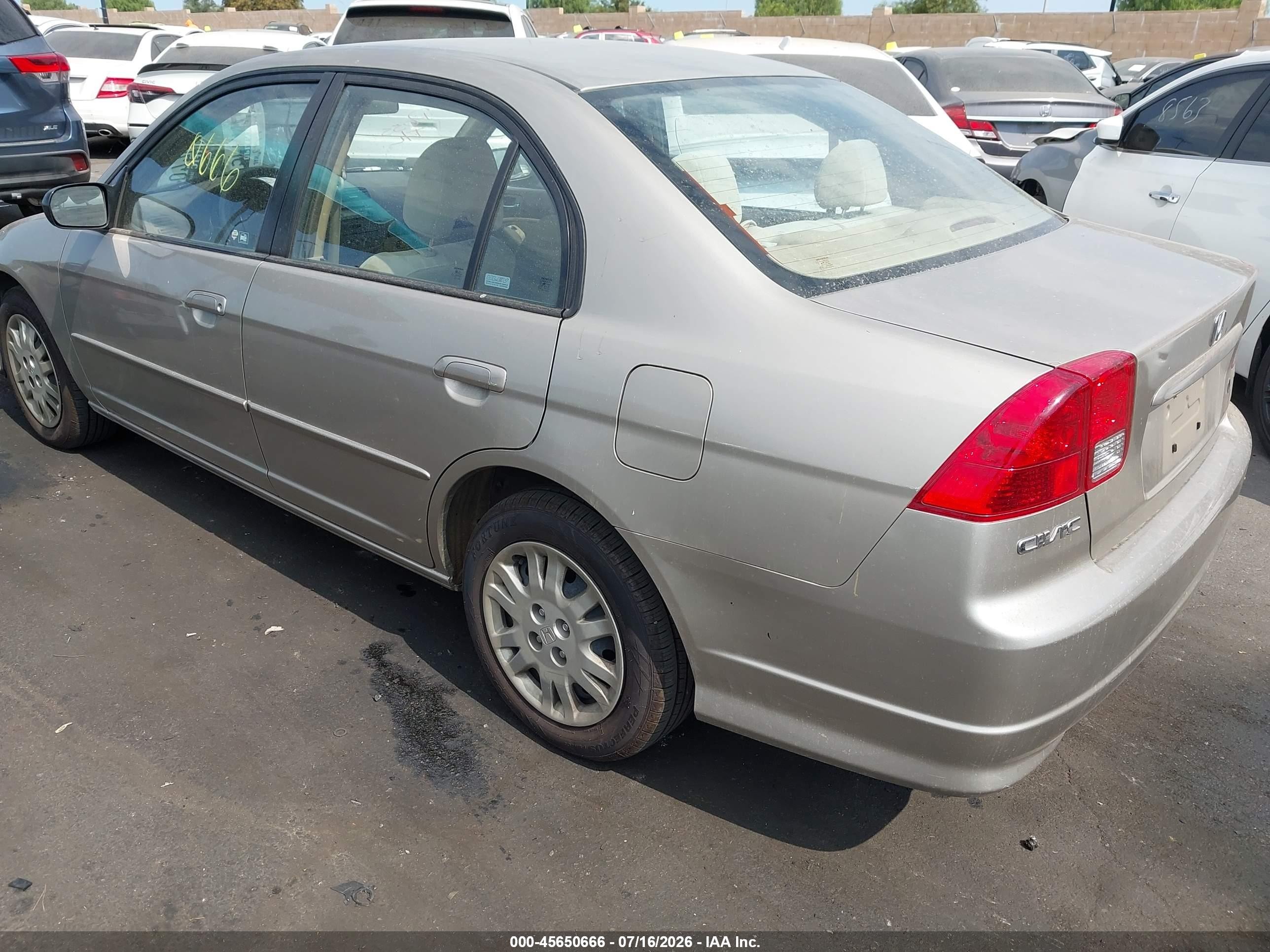 2004 Honda Civic Lx Beige vin: 2HGES16554H538219