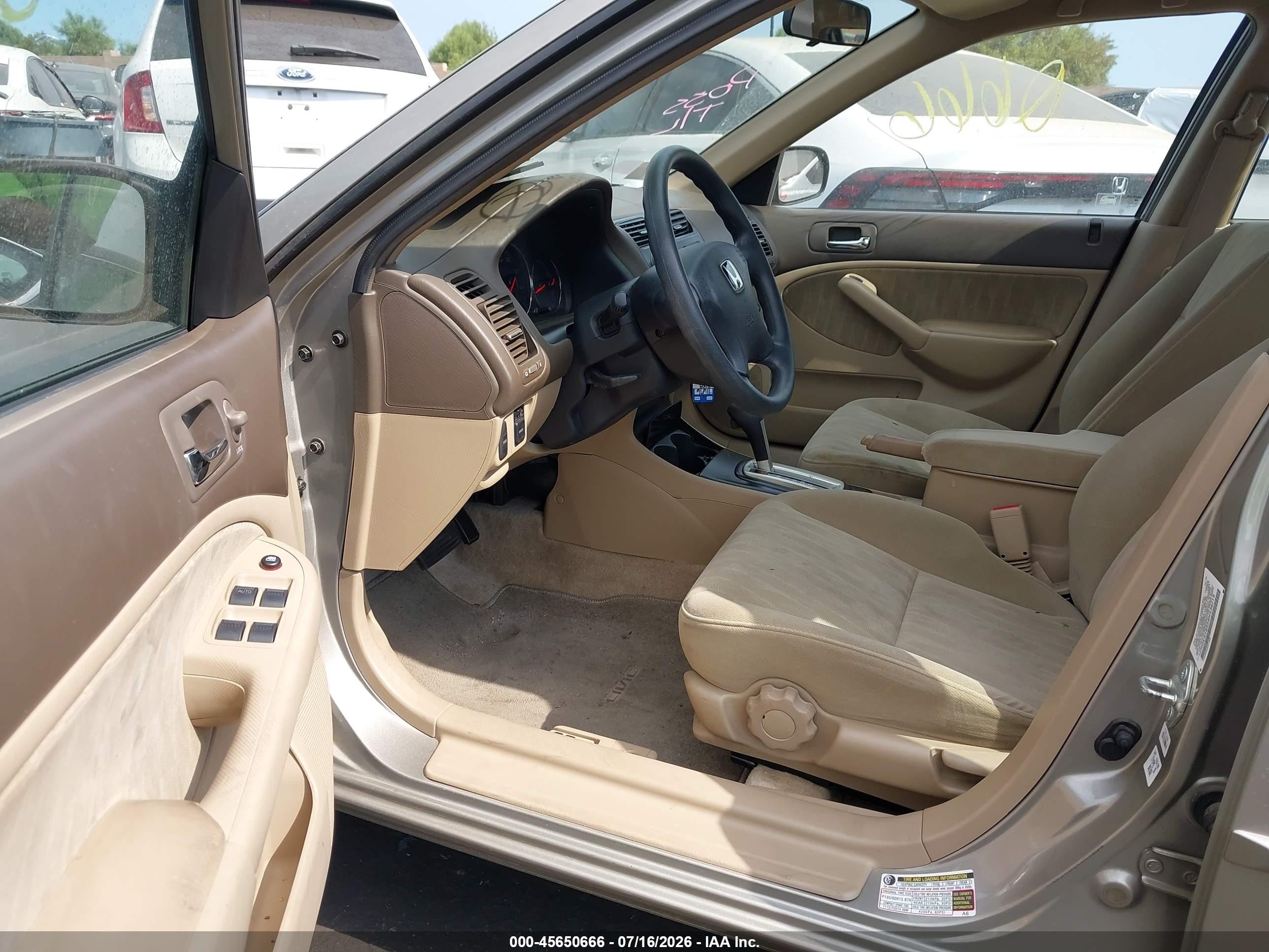 2004 Honda Civic Lx Beige vin: 2HGES16554H538219