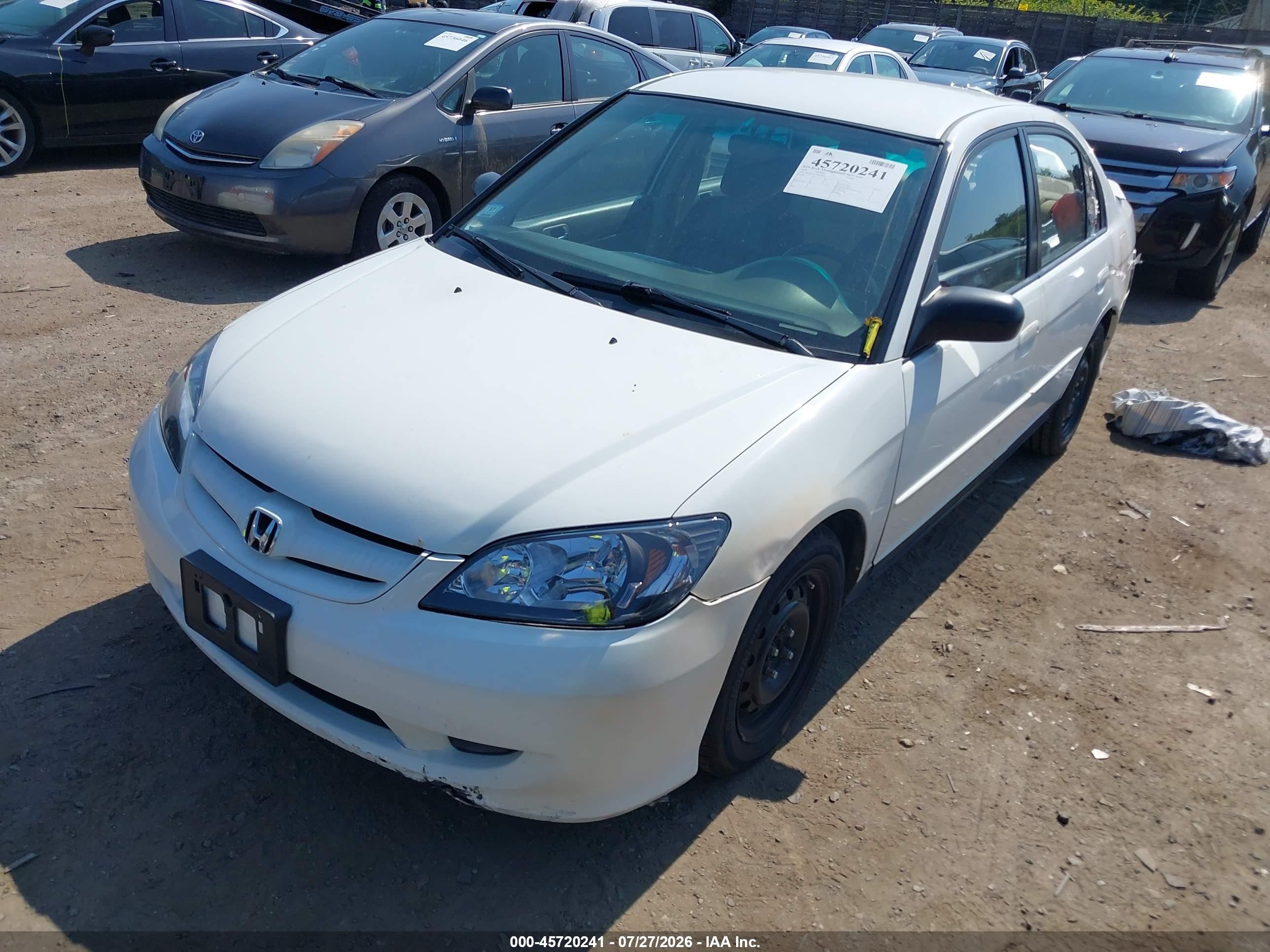 2005 Honda Civic Lx White vin: 2HGES16555H580472