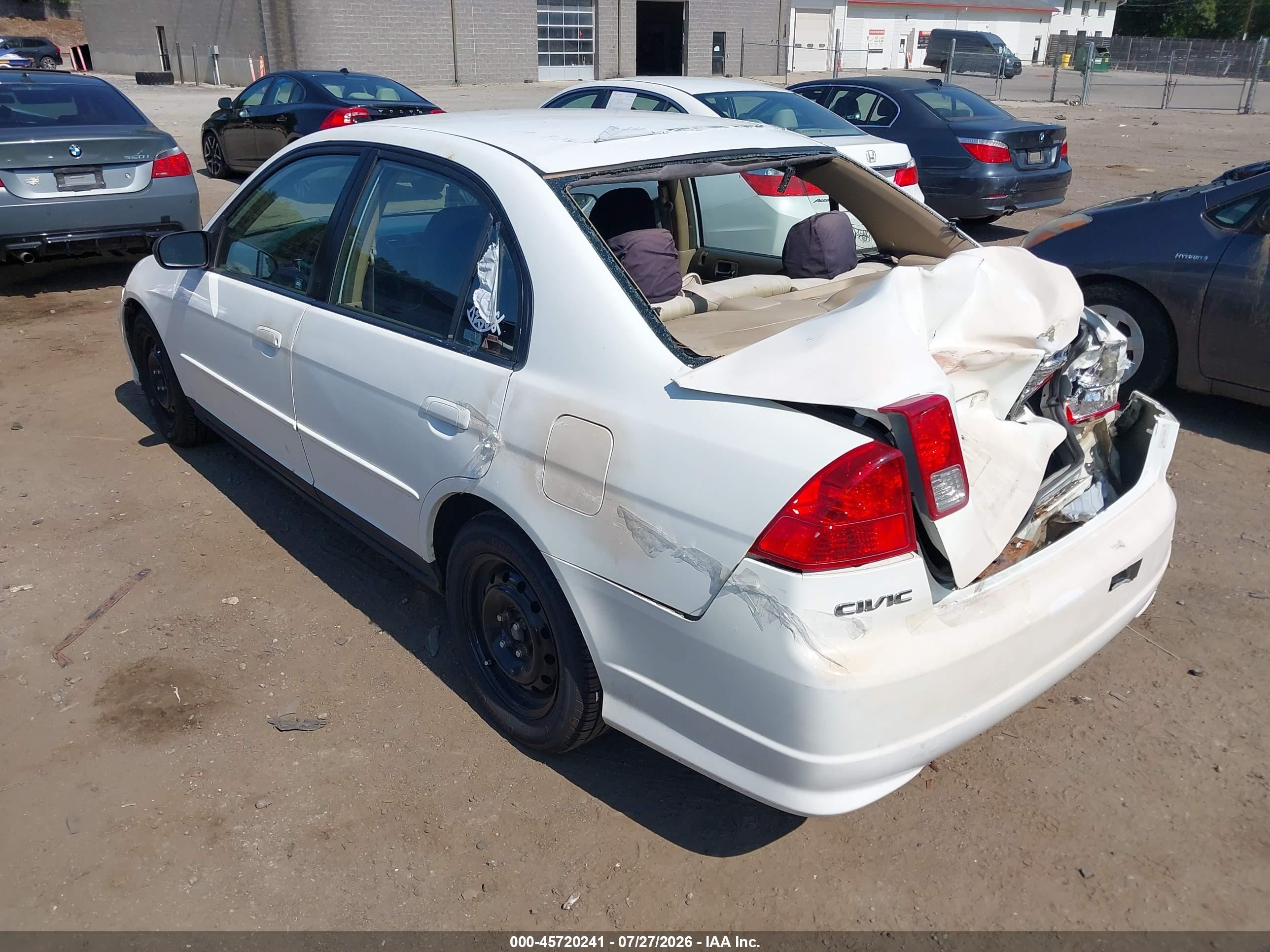 2005 Honda Civic Lx White vin: 2HGES16555H580472