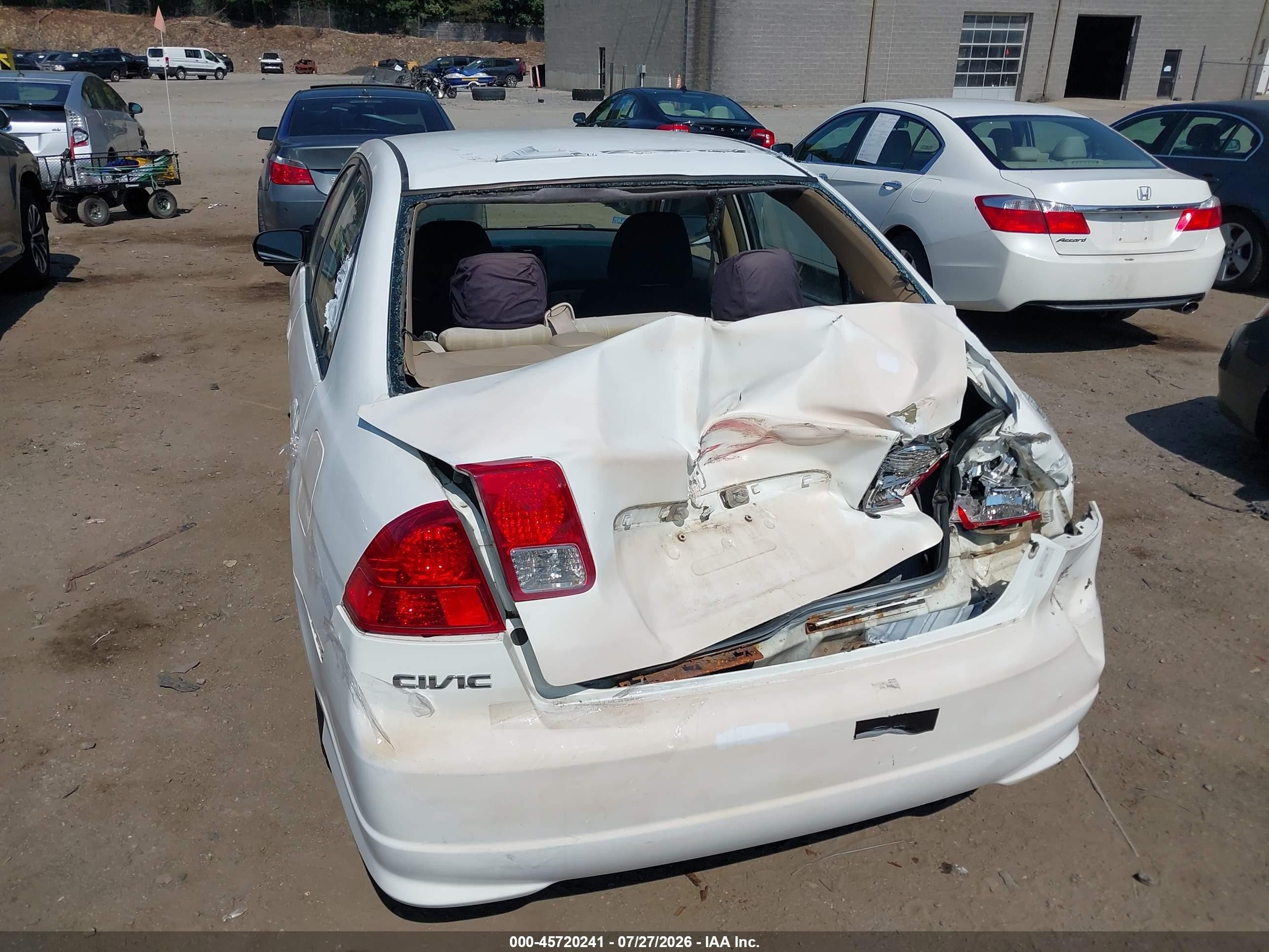 2005 Honda Civic Lx White vin: 2HGES16555H580472