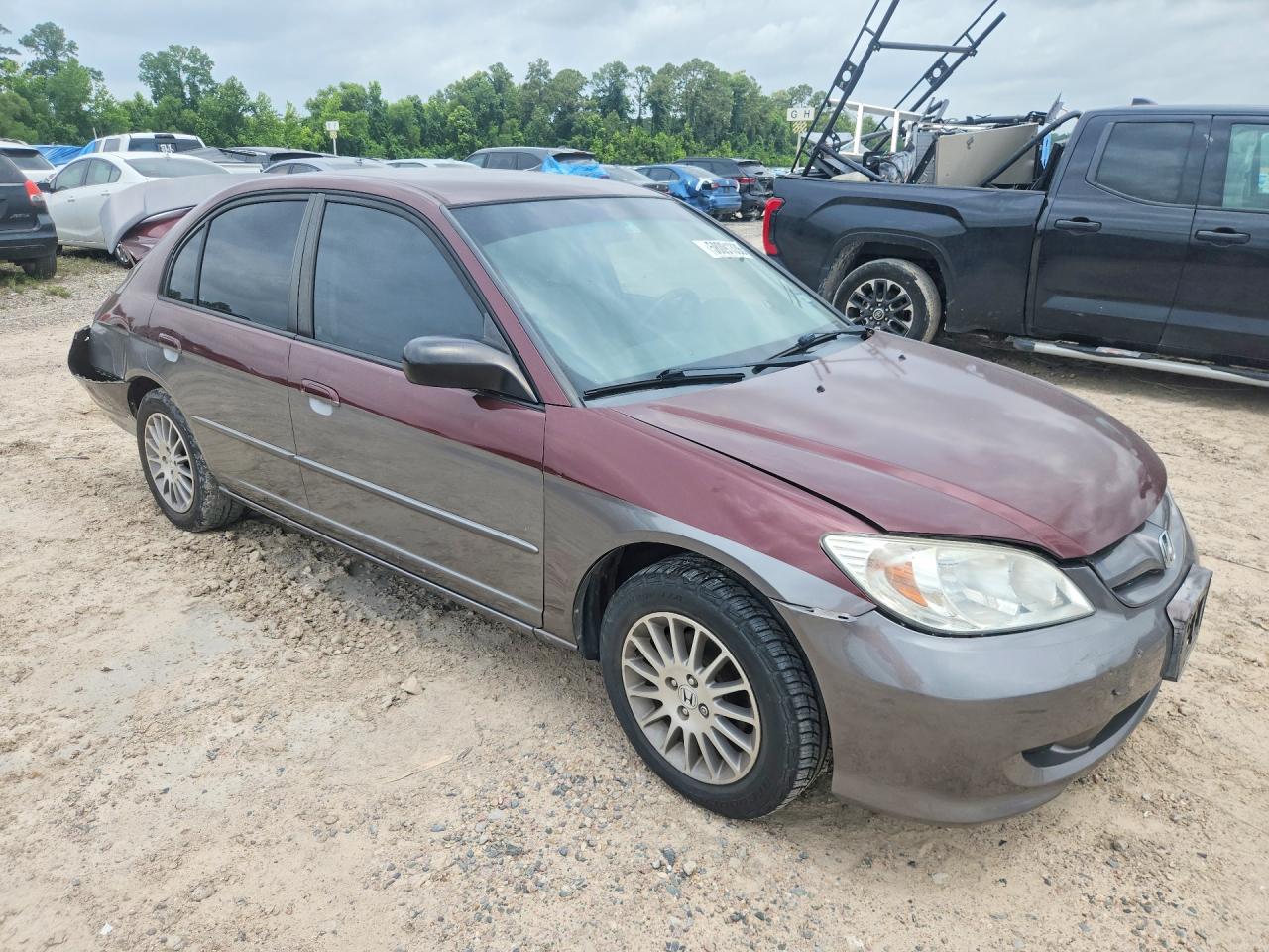 2005 Honda Civic Lx Темно-бордовый vin: 2HGES16555H589785