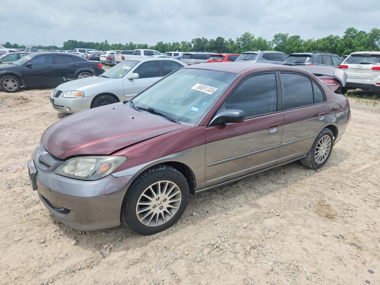 2005 Honda Civic Lx Темно-бордовый vin: 2HGES16555H589785