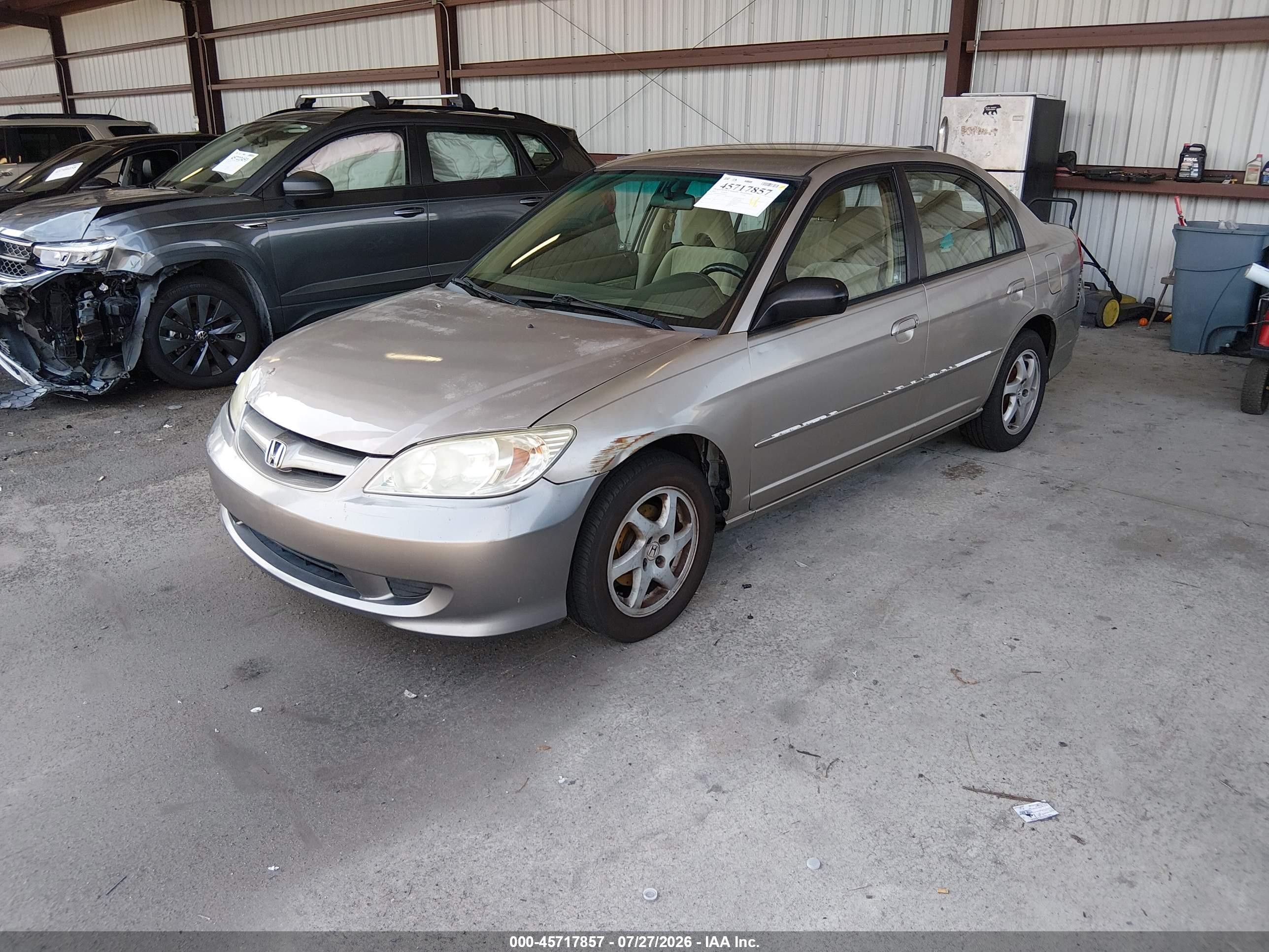 2005 Honda Civic Lx Beige vin: 2HGES16555H599250