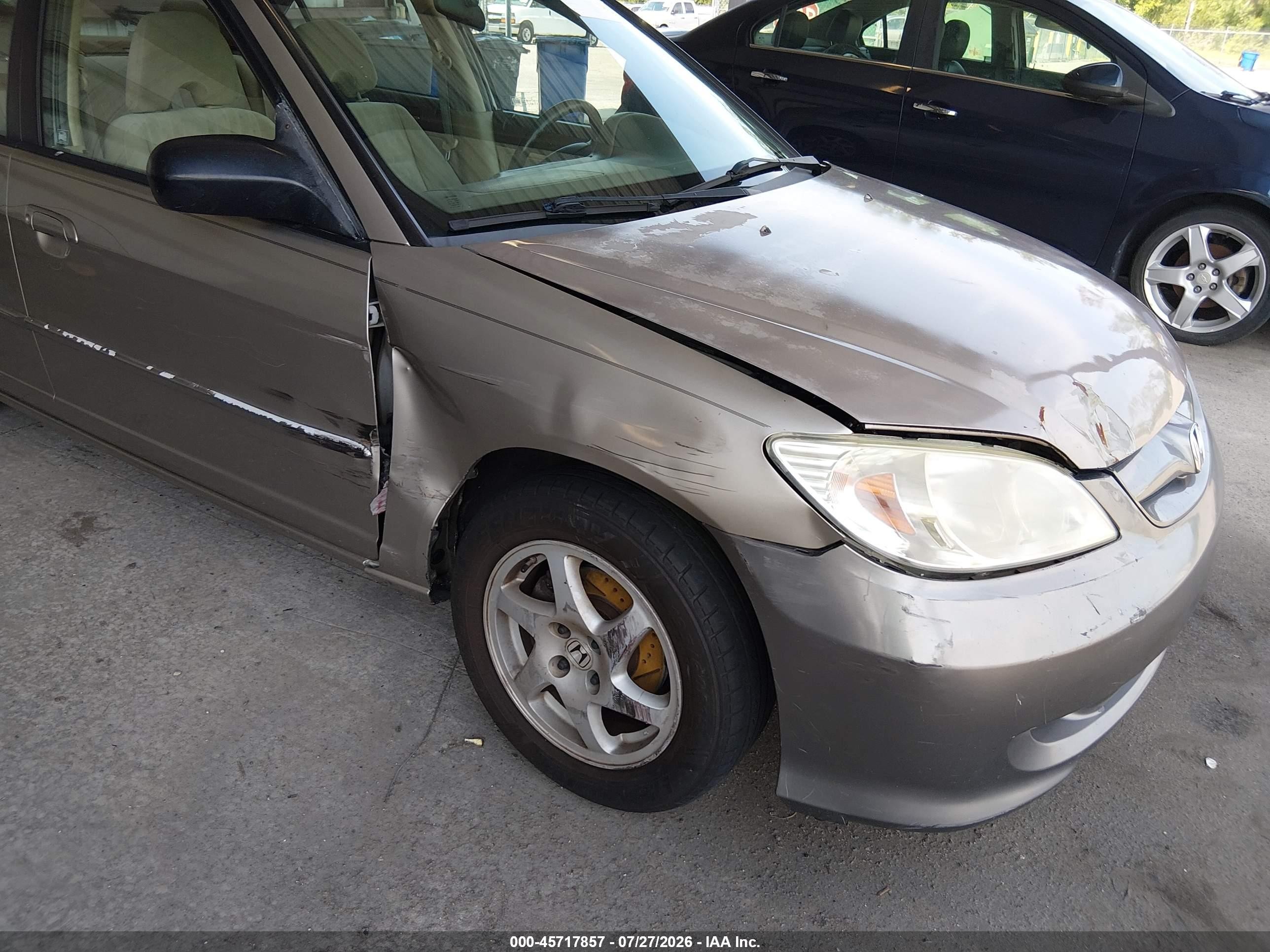 2005 Honda Civic Lx Beige vin: 2HGES16555H599250