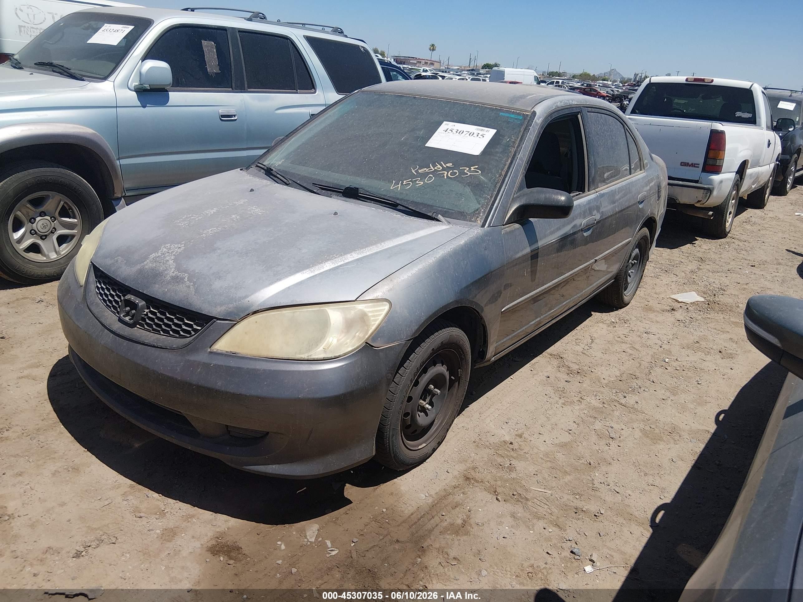 2005 Honda Civic Lx Gray vin: 2HGES16555H602843