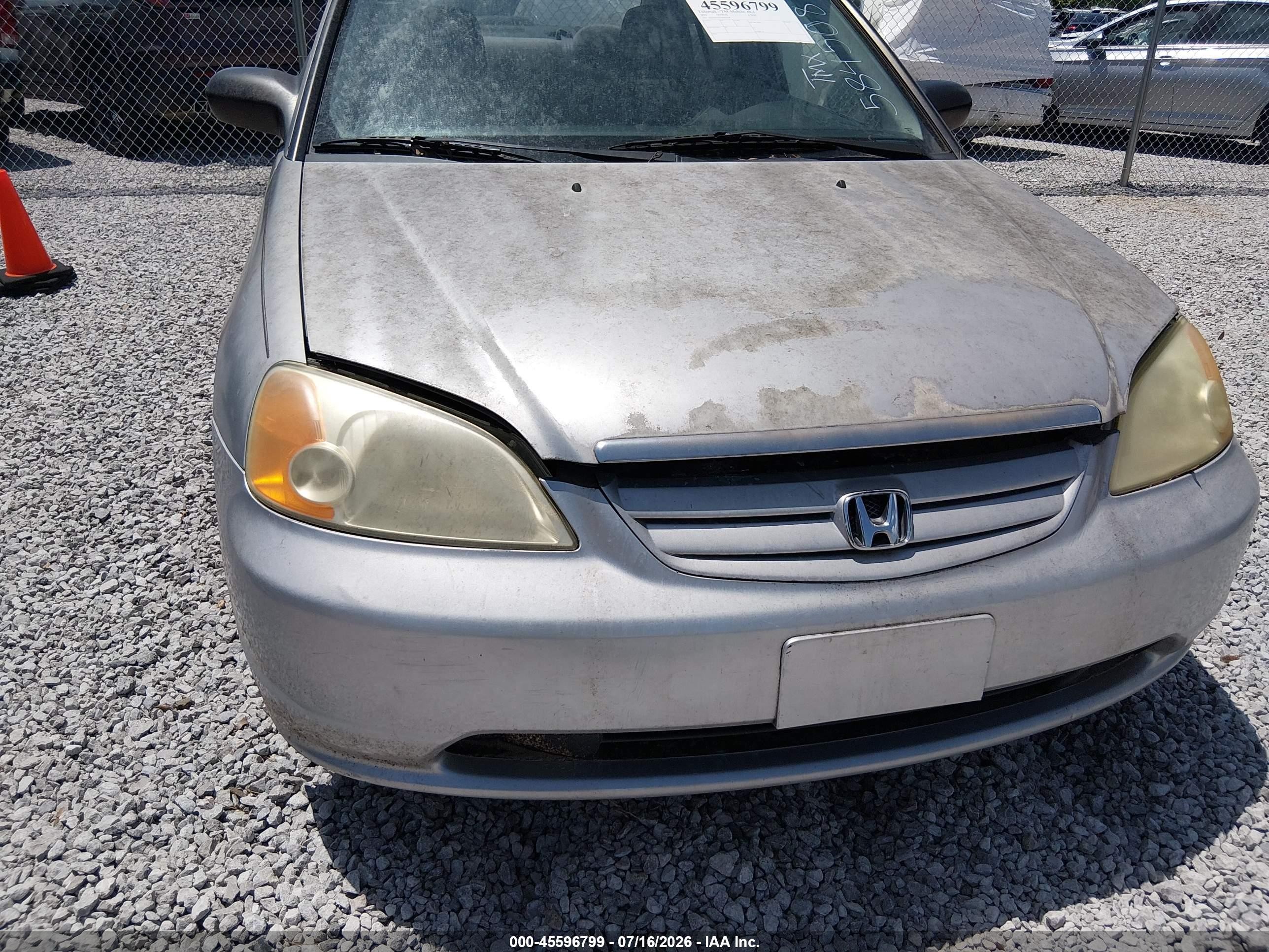 2001 Honda Civic Lx Серебряный vin: 2HGES16561H584508