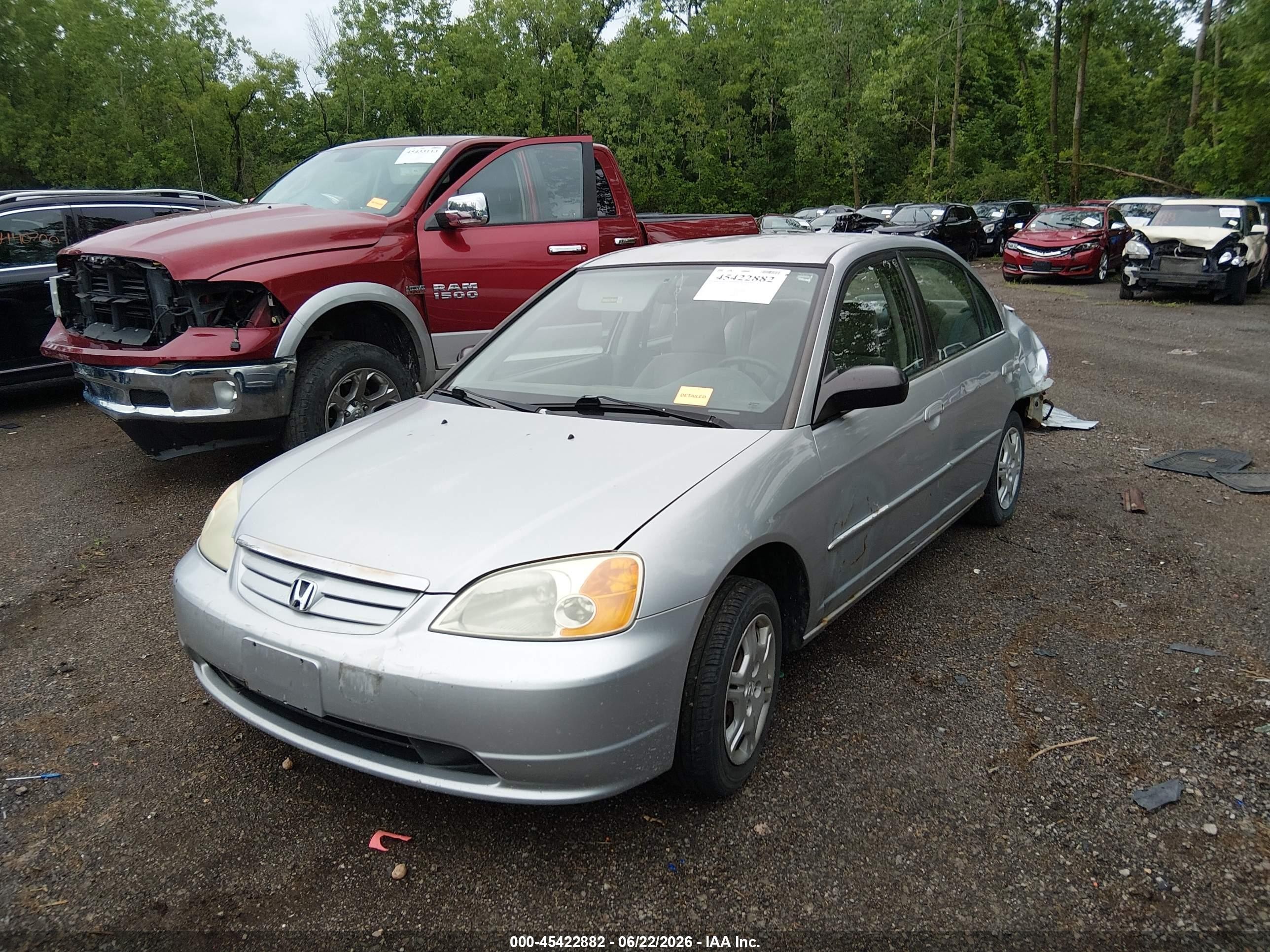 2002 Honda Civic Lx Gray vin: 2HGES16562H537769