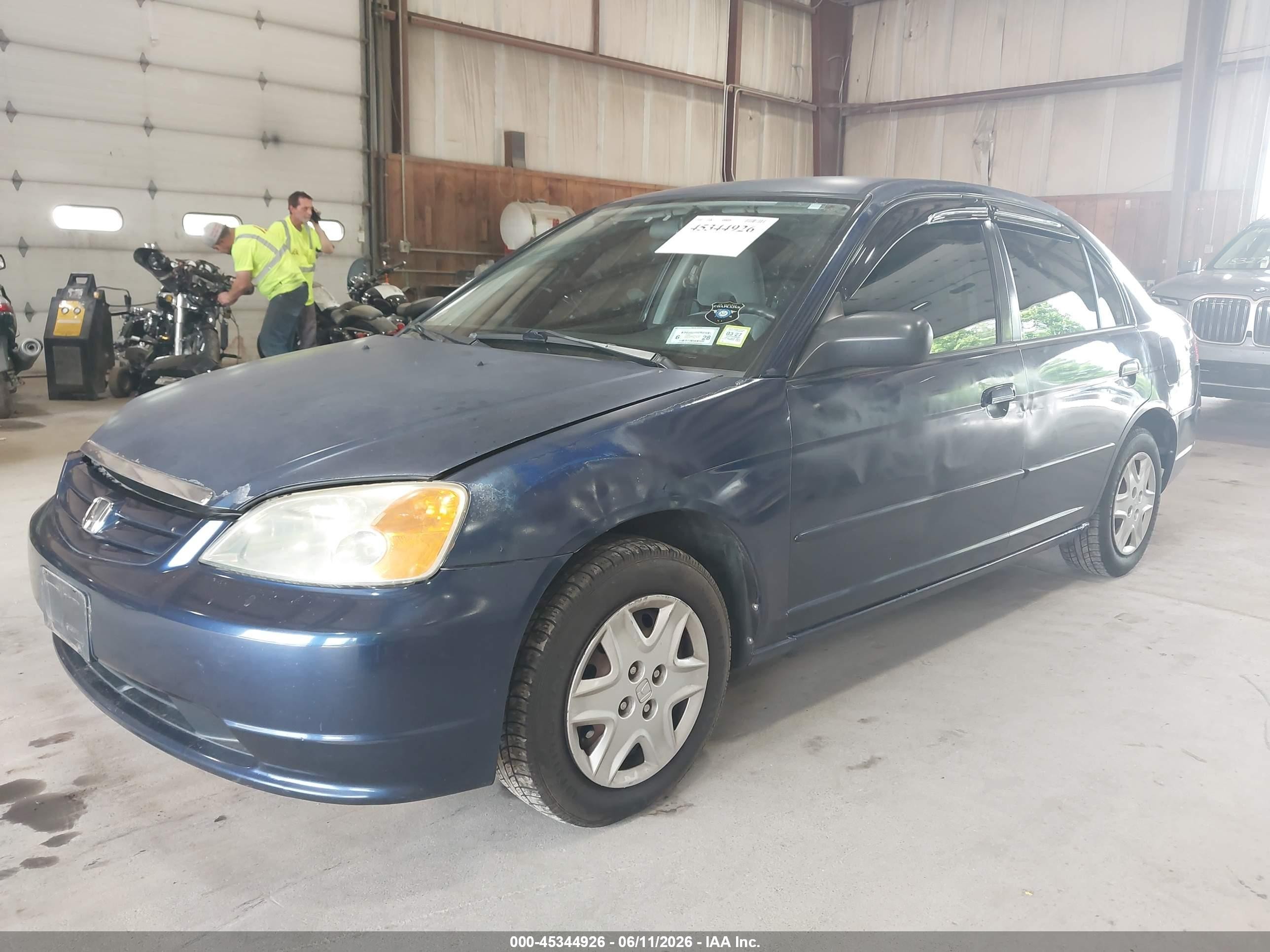 2003 Honda Civic Lx Blue vin: 2HGES16563H600497