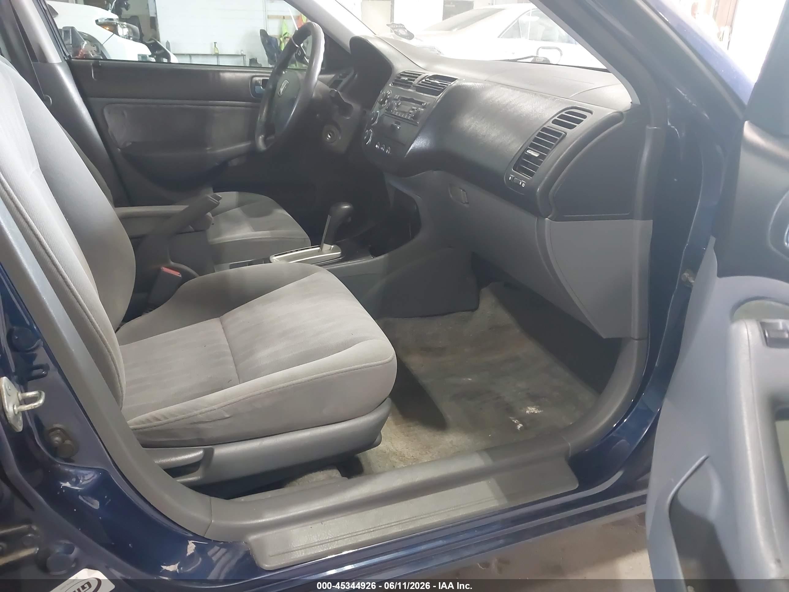 2003 Honda Civic Lx Blue vin: 2HGES16563H600497