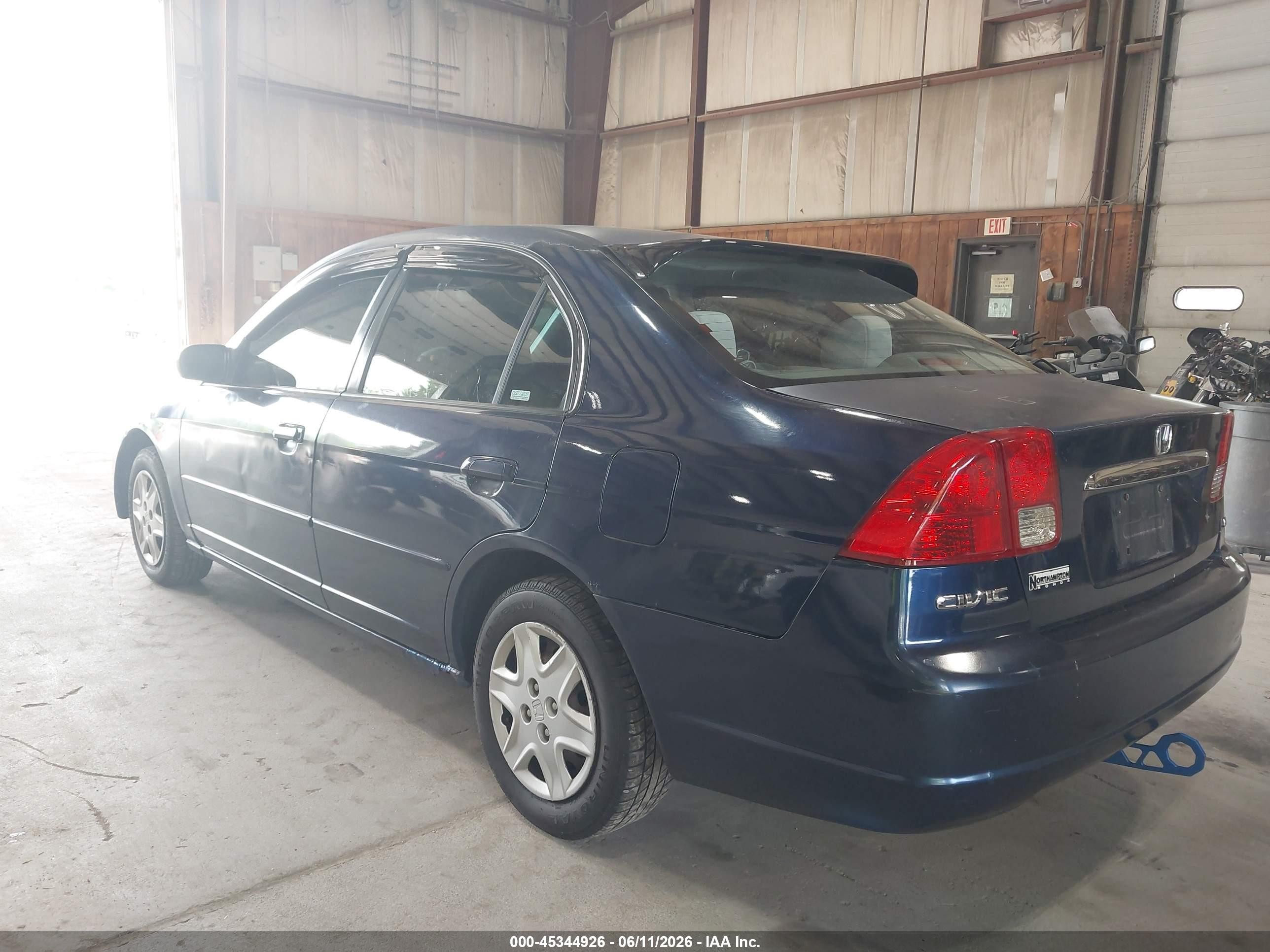 2003 Honda Civic Lx Blue vin: 2HGES16563H600497