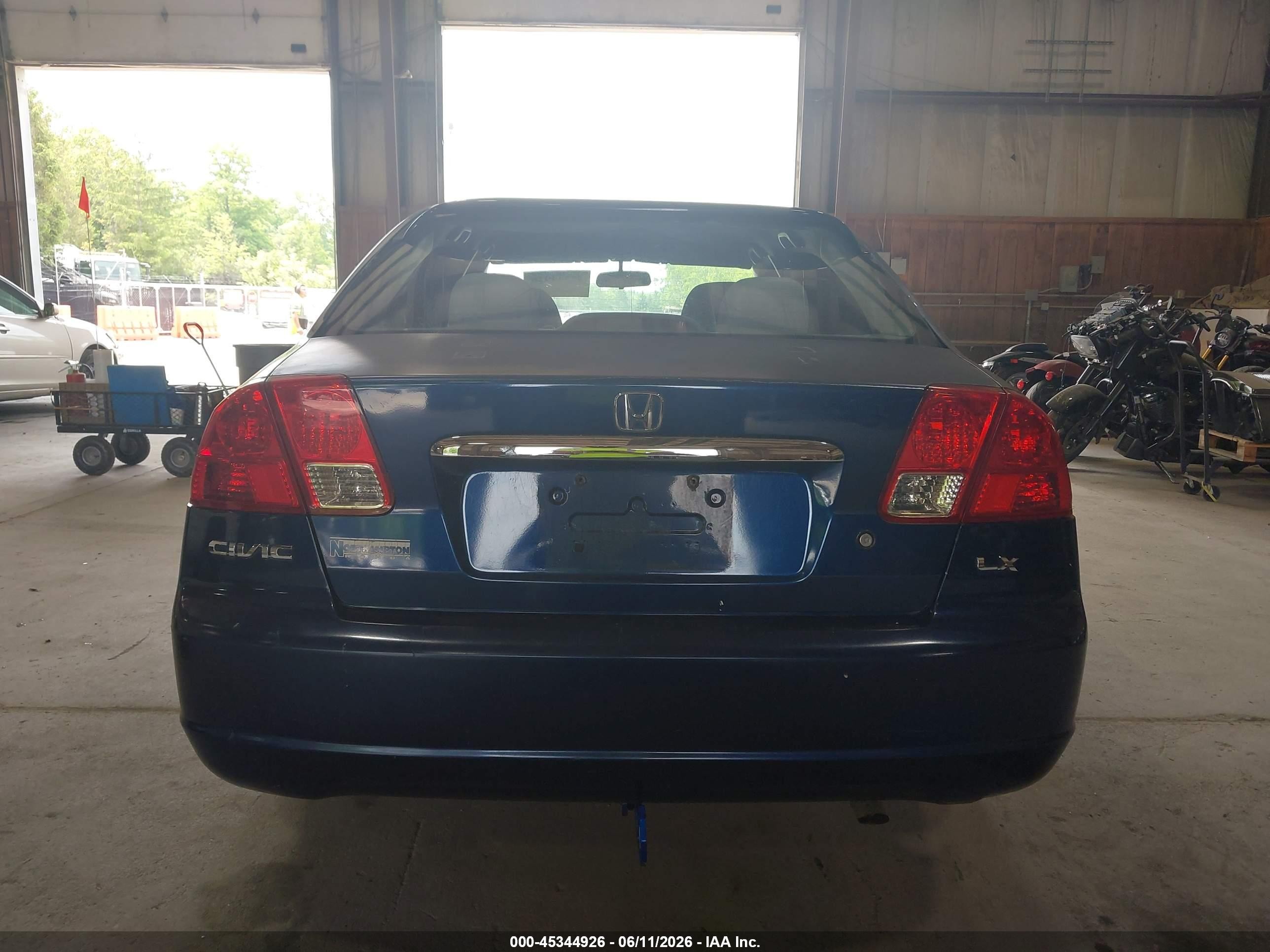 2003 Honda Civic Lx Blue vin: 2HGES16563H600497