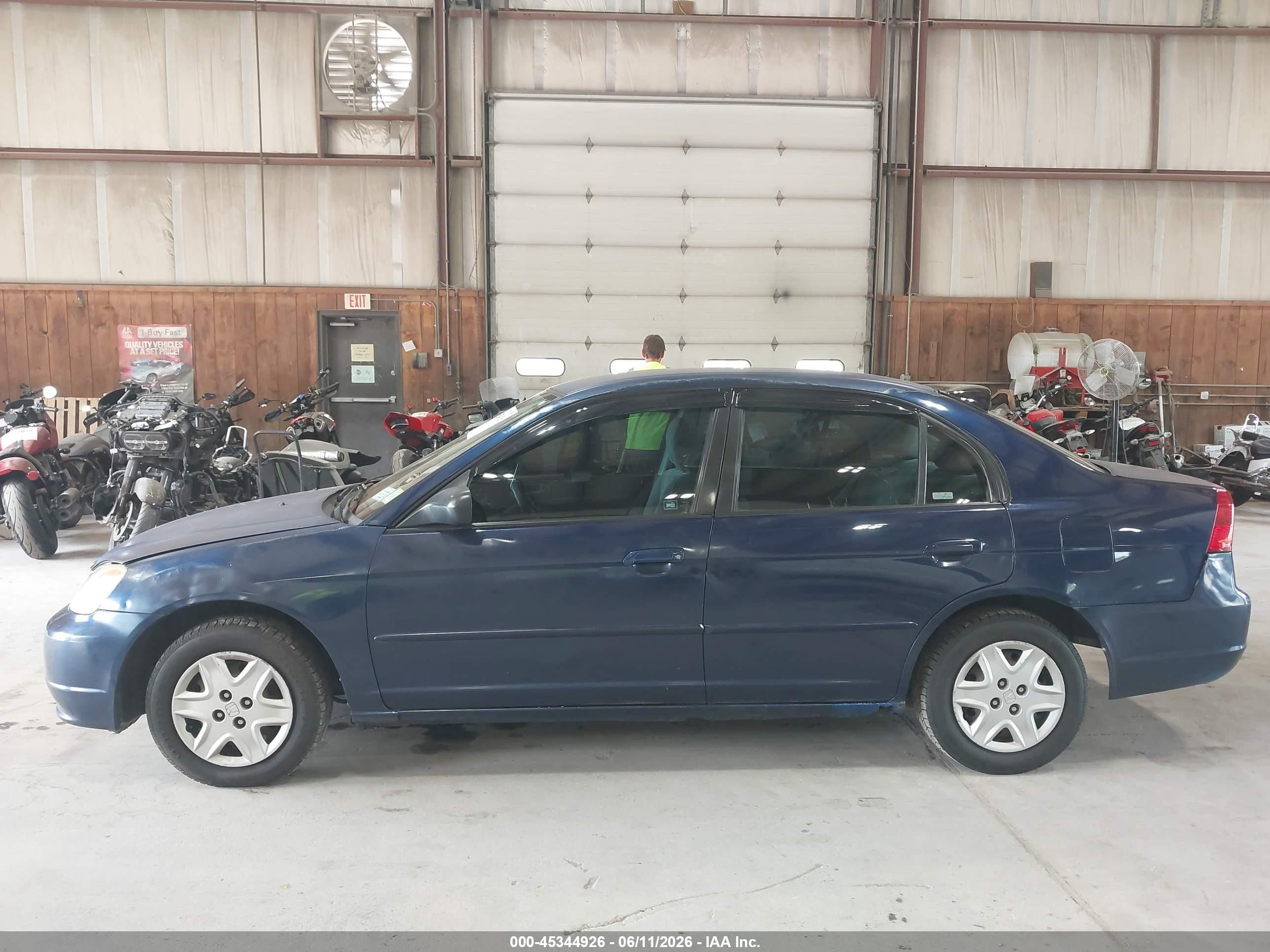 2003 Honda Civic Lx Blue vin: 2HGES16563H600497