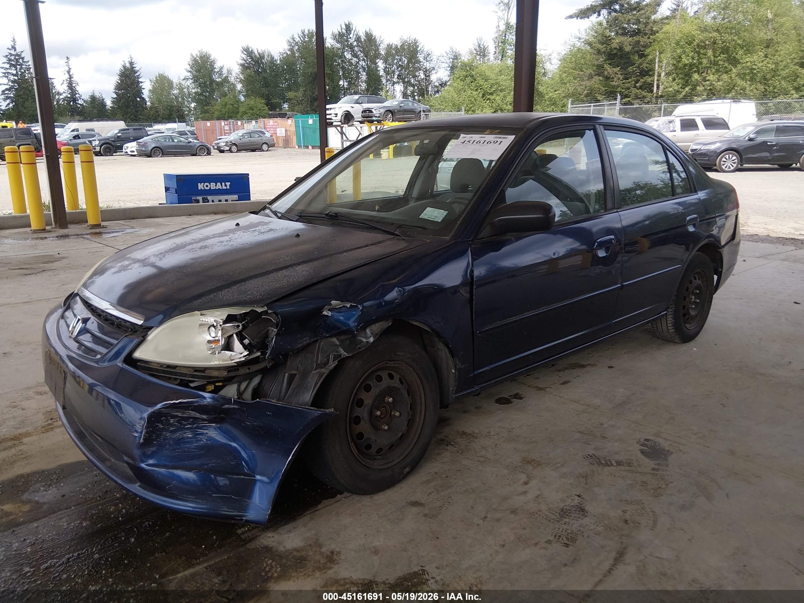 2003 Honda Civic Lx Blue vin: 2HGES16563H609958