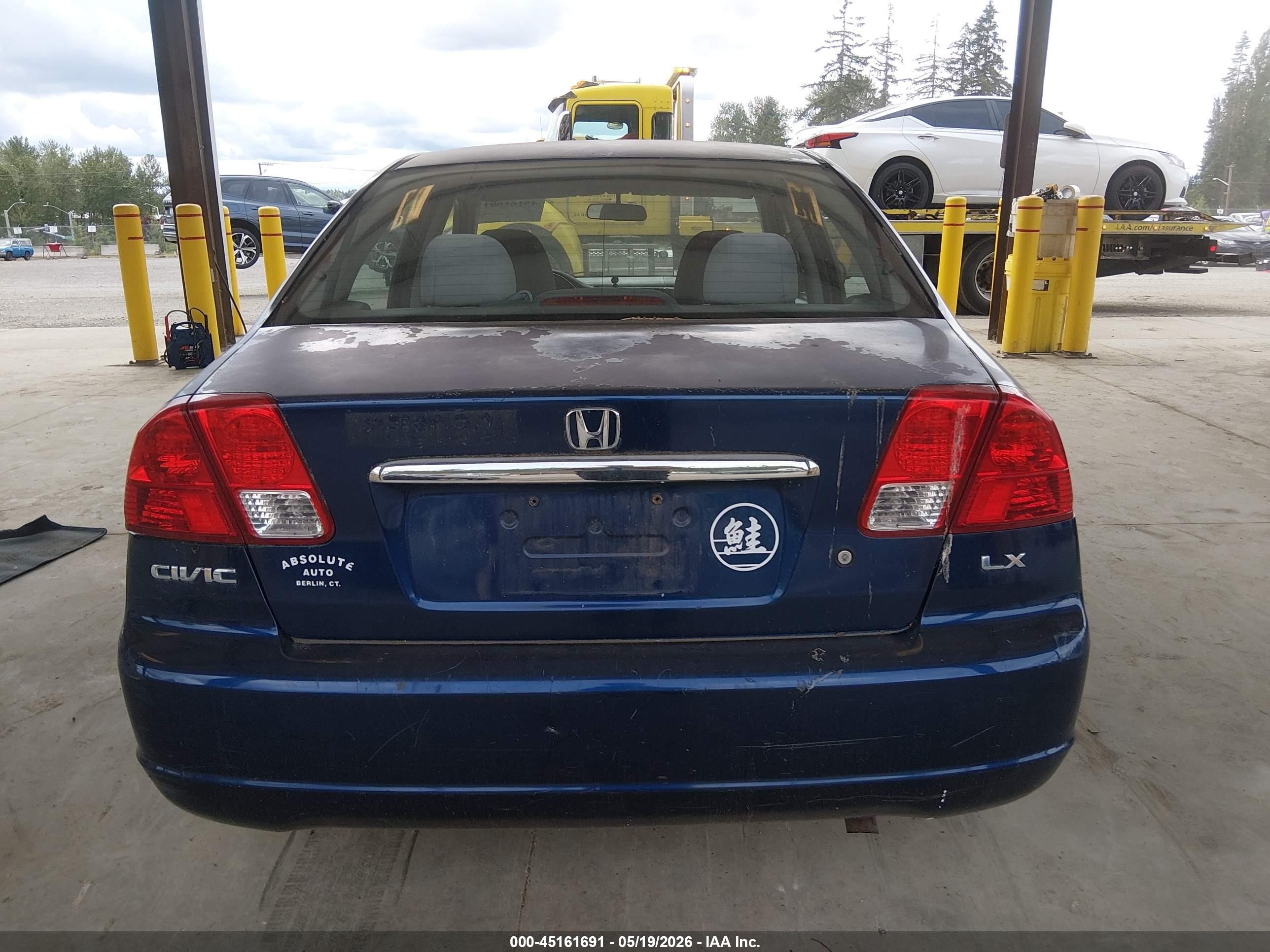2003 Honda Civic Lx Blue vin: 2HGES16563H609958
