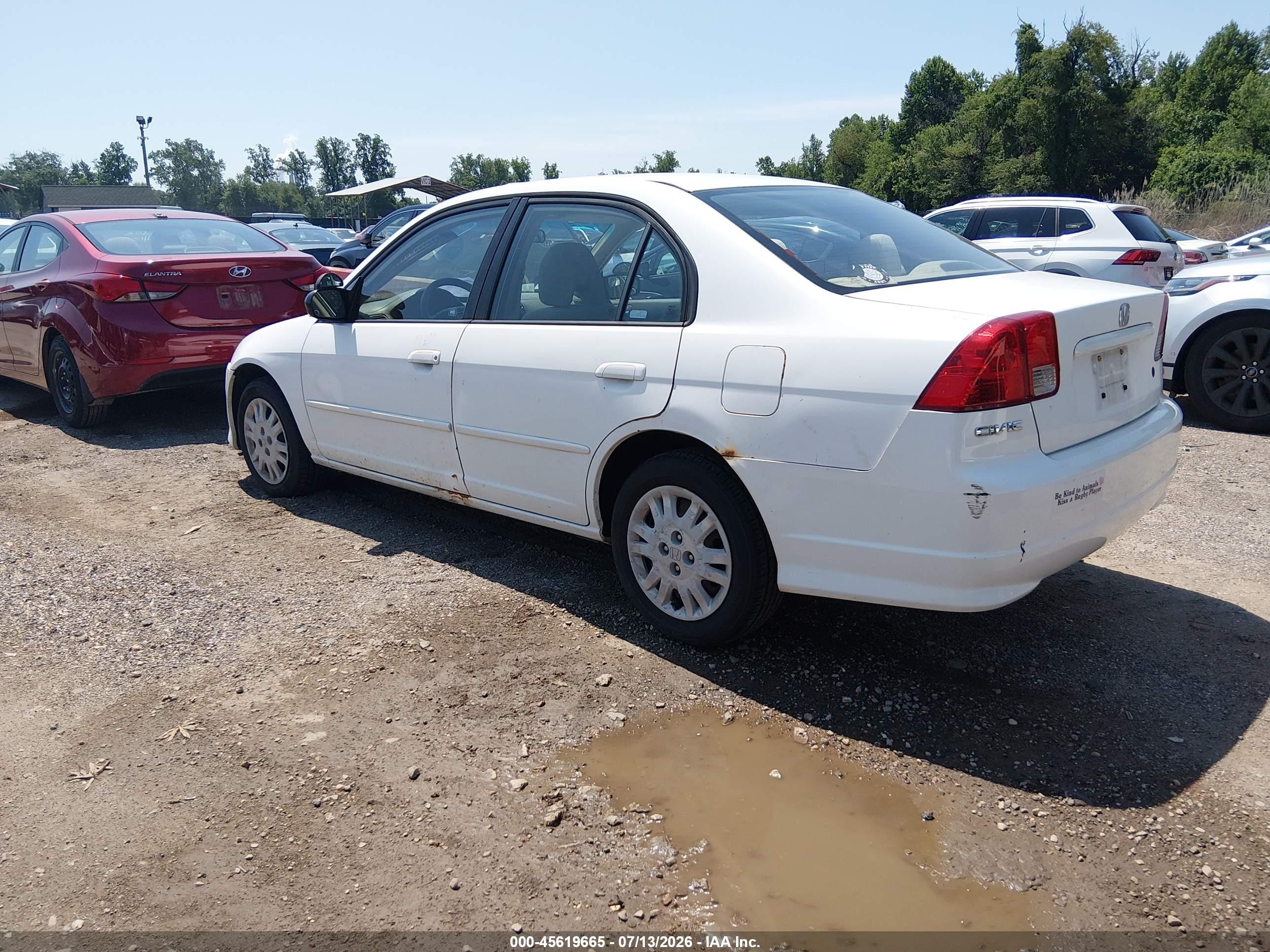 2004 Honda Civic Lx White vin: 2HGES16564H596775