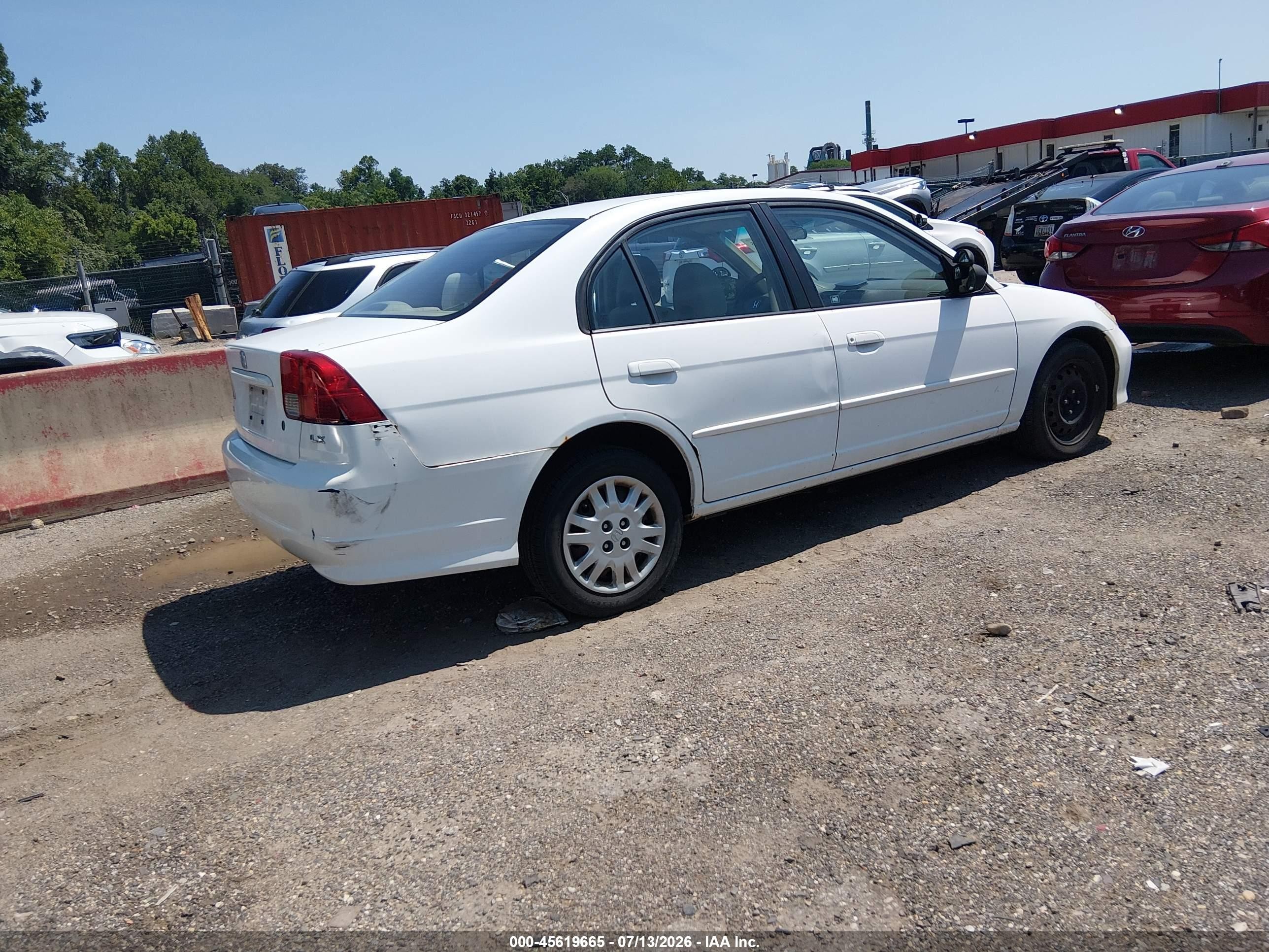 2004 Honda Civic Lx White vin: 2HGES16564H596775