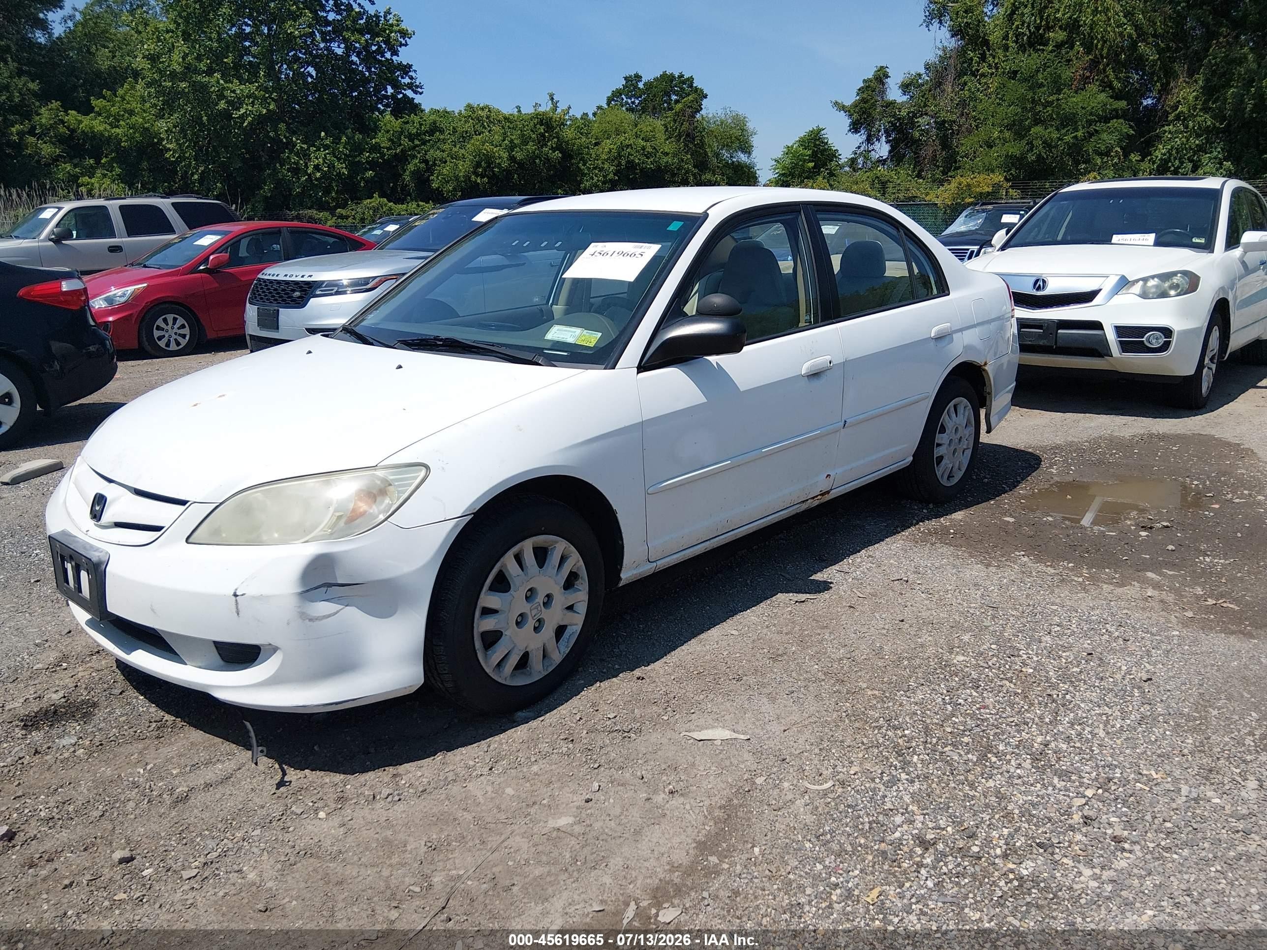 2004 Honda Civic Lx White vin: 2HGES16564H596775