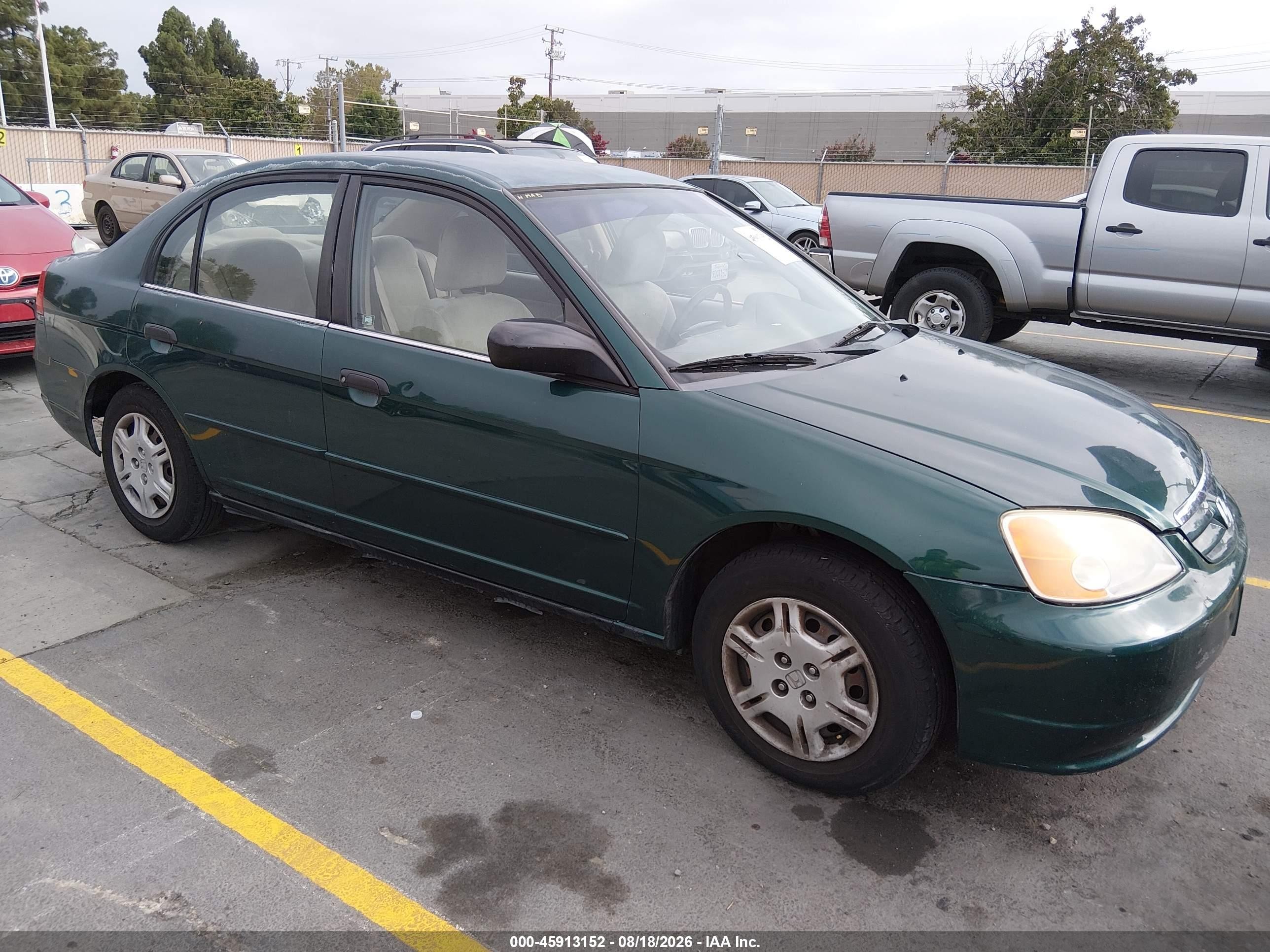 2001 Honda Civic Lx Green vin: 2HGES16571H507355