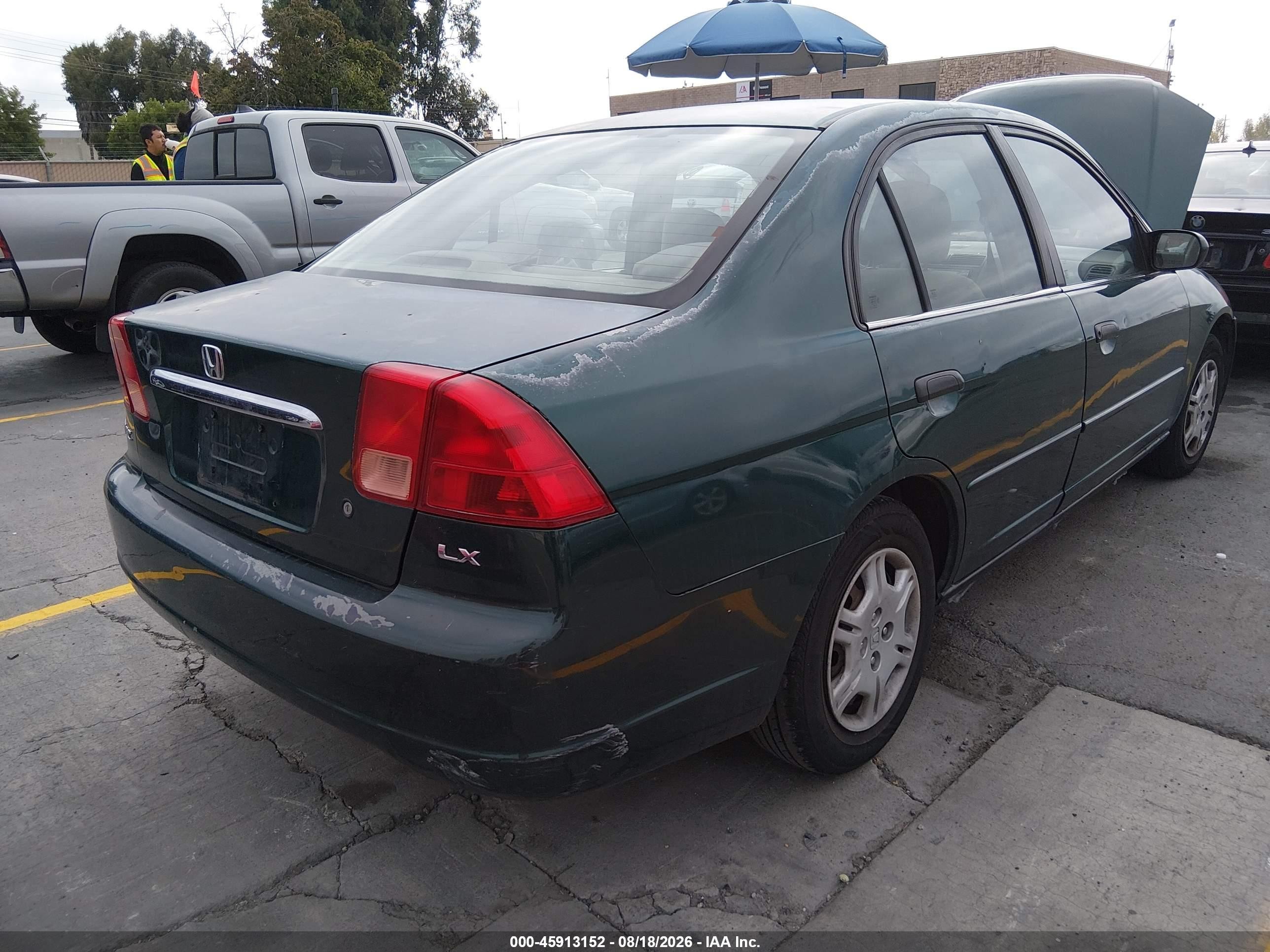 2001 Honda Civic Lx Green vin: 2HGES16571H507355