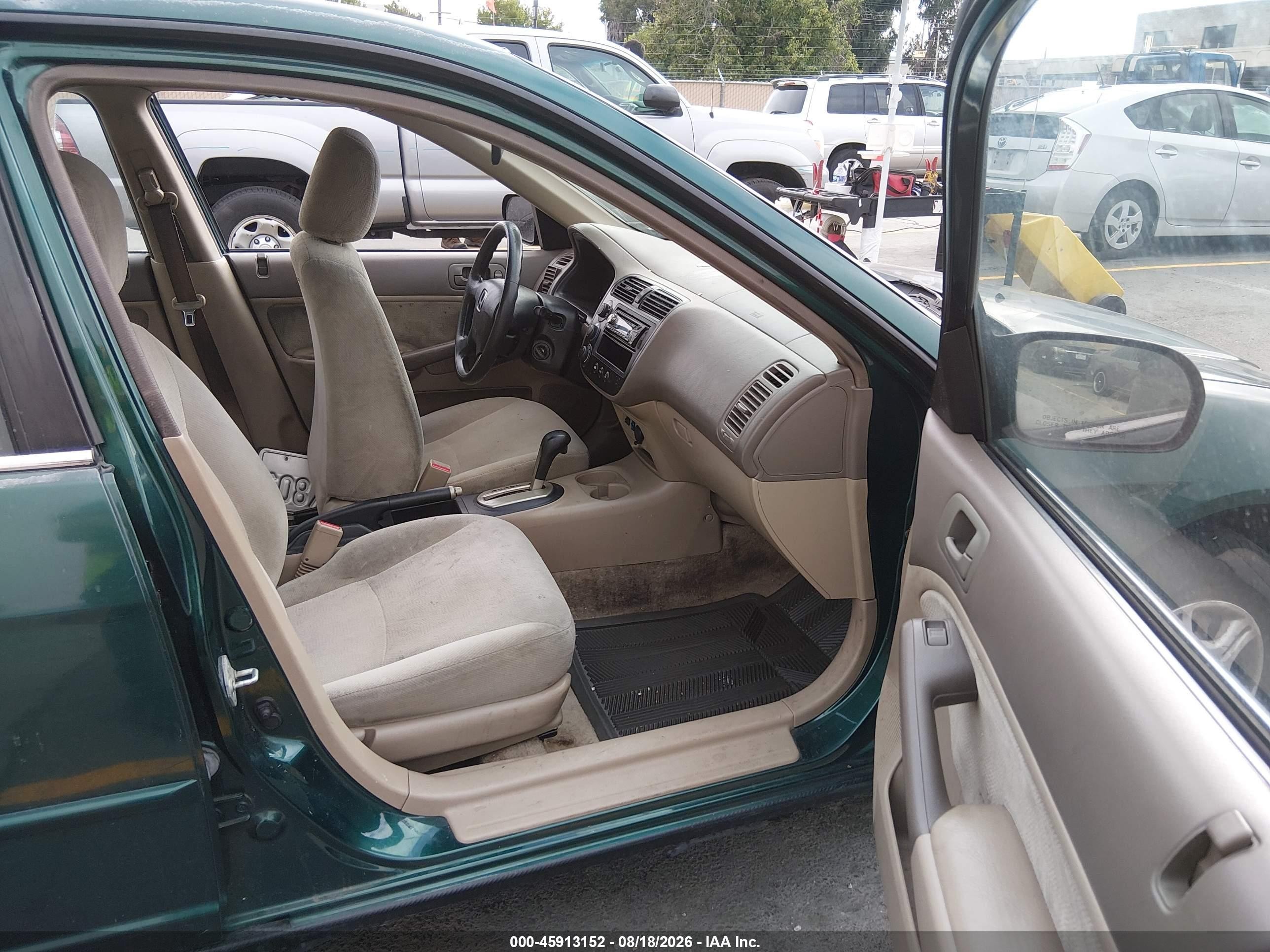 2001 Honda Civic Lx Green vin: 2HGES16571H507355