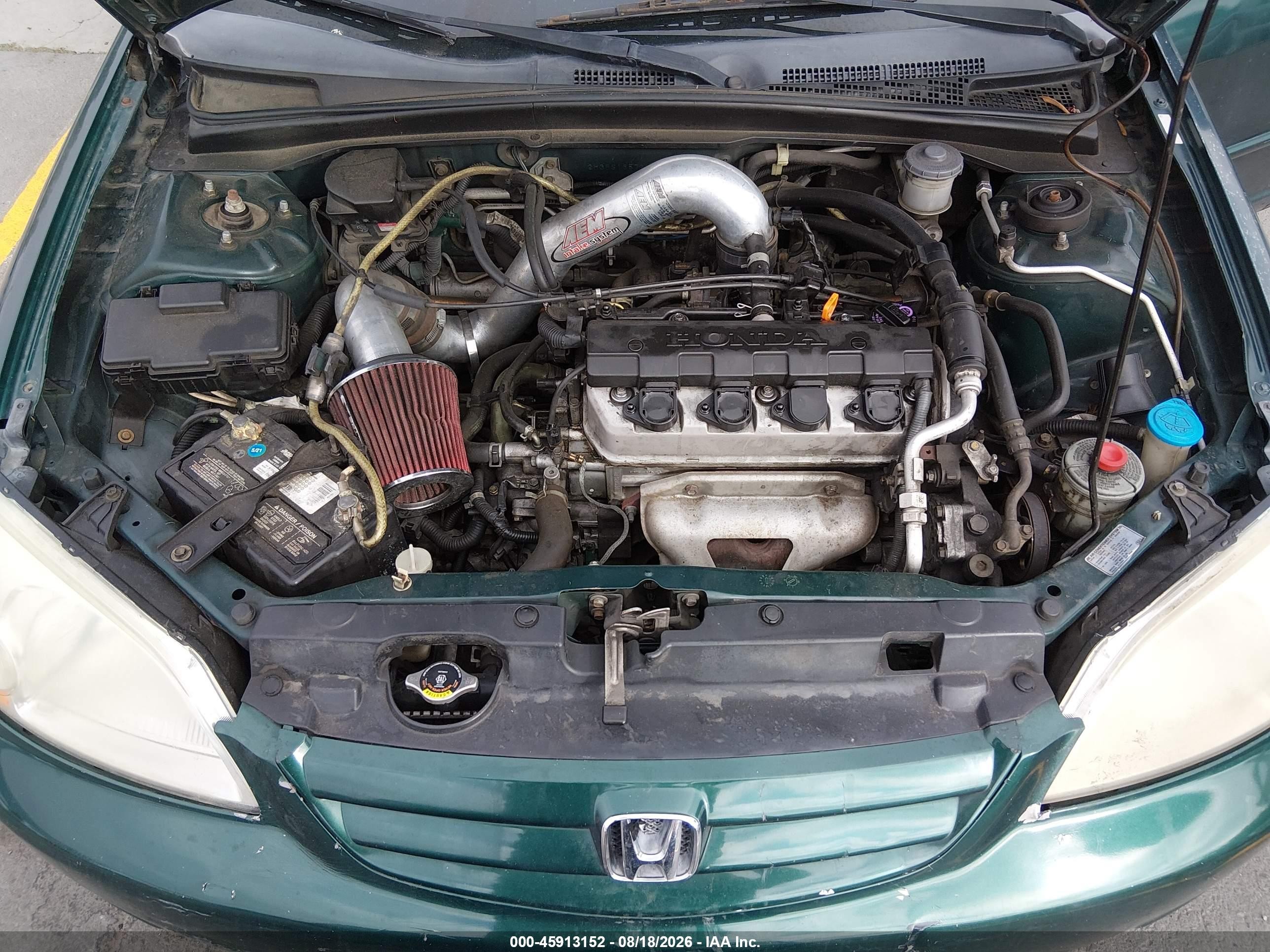 2001 Honda Civic Lx Green vin: 2HGES16571H507355