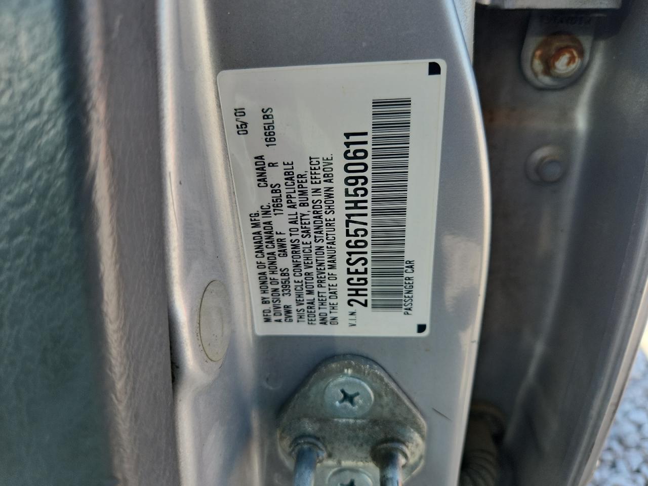 2001 Honda Civic Lx Silver vin: 2HGES16571H590611