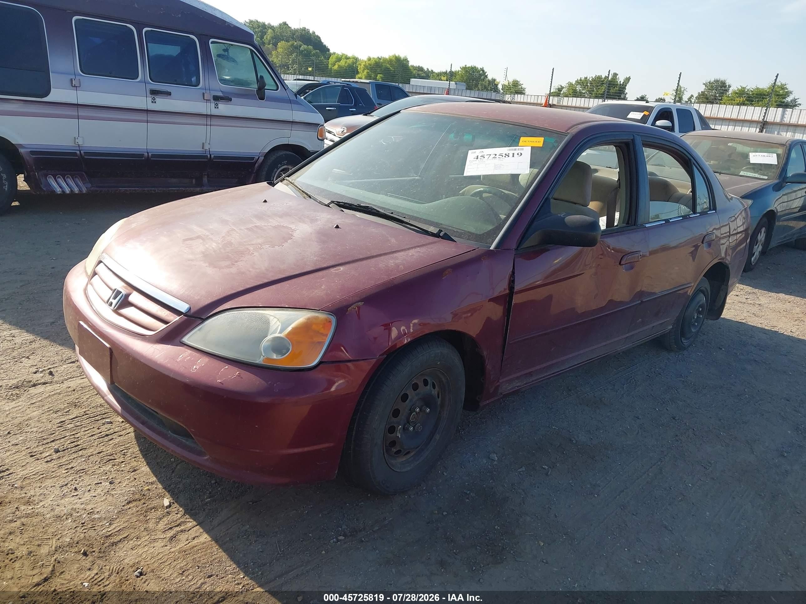 2002 Honda Civic Lx Maroon vin: 2HGES16572H585667