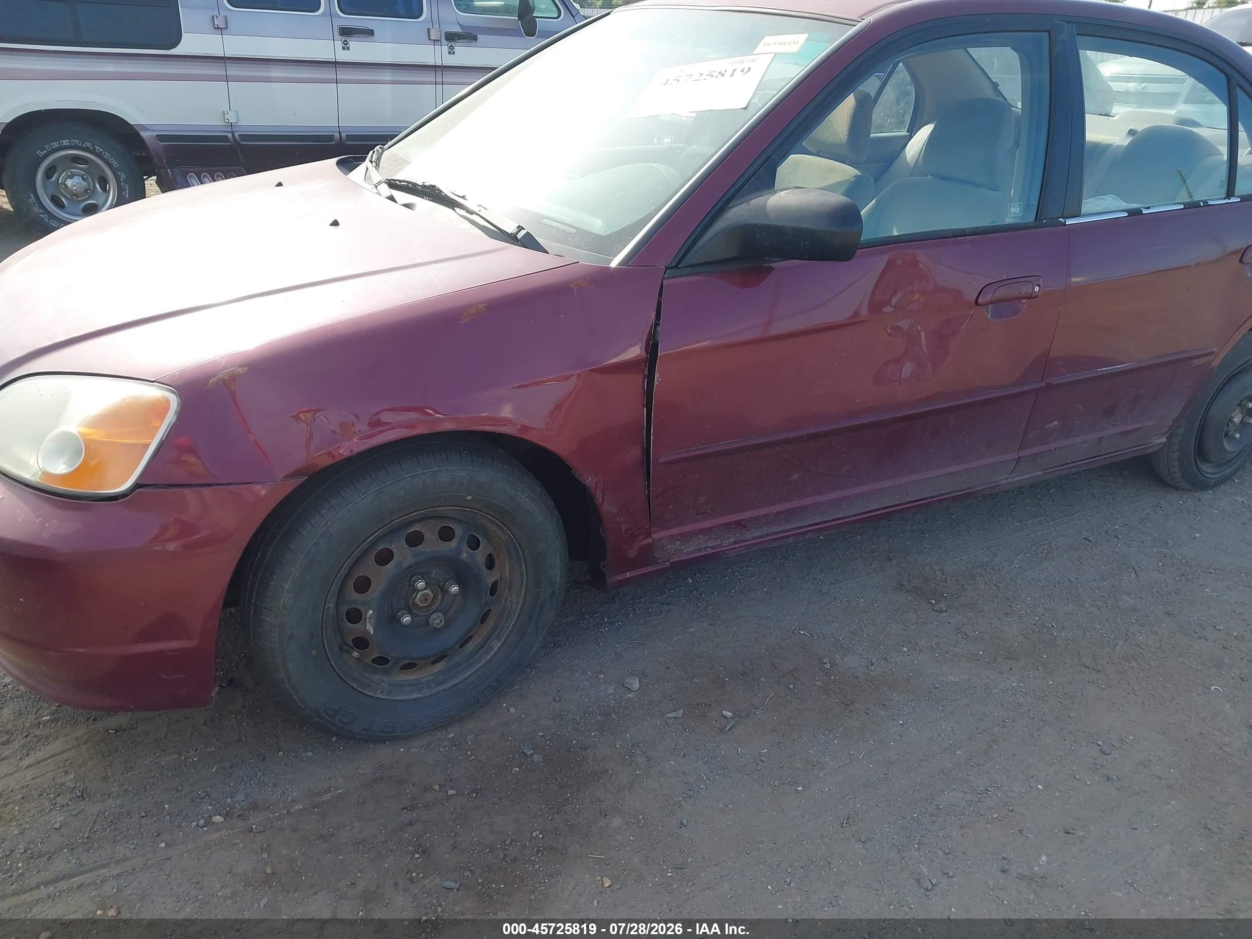 2002 Honda Civic Lx Maroon vin: 2HGES16572H585667