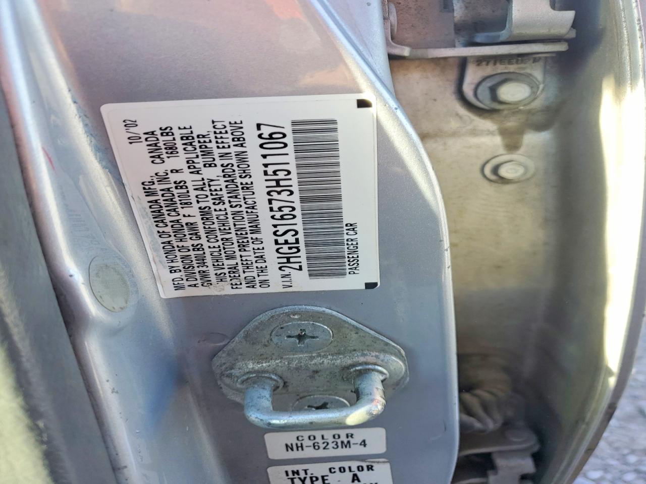 2003 Honda Civic Lx Gray vin: 2HGES16573H511067