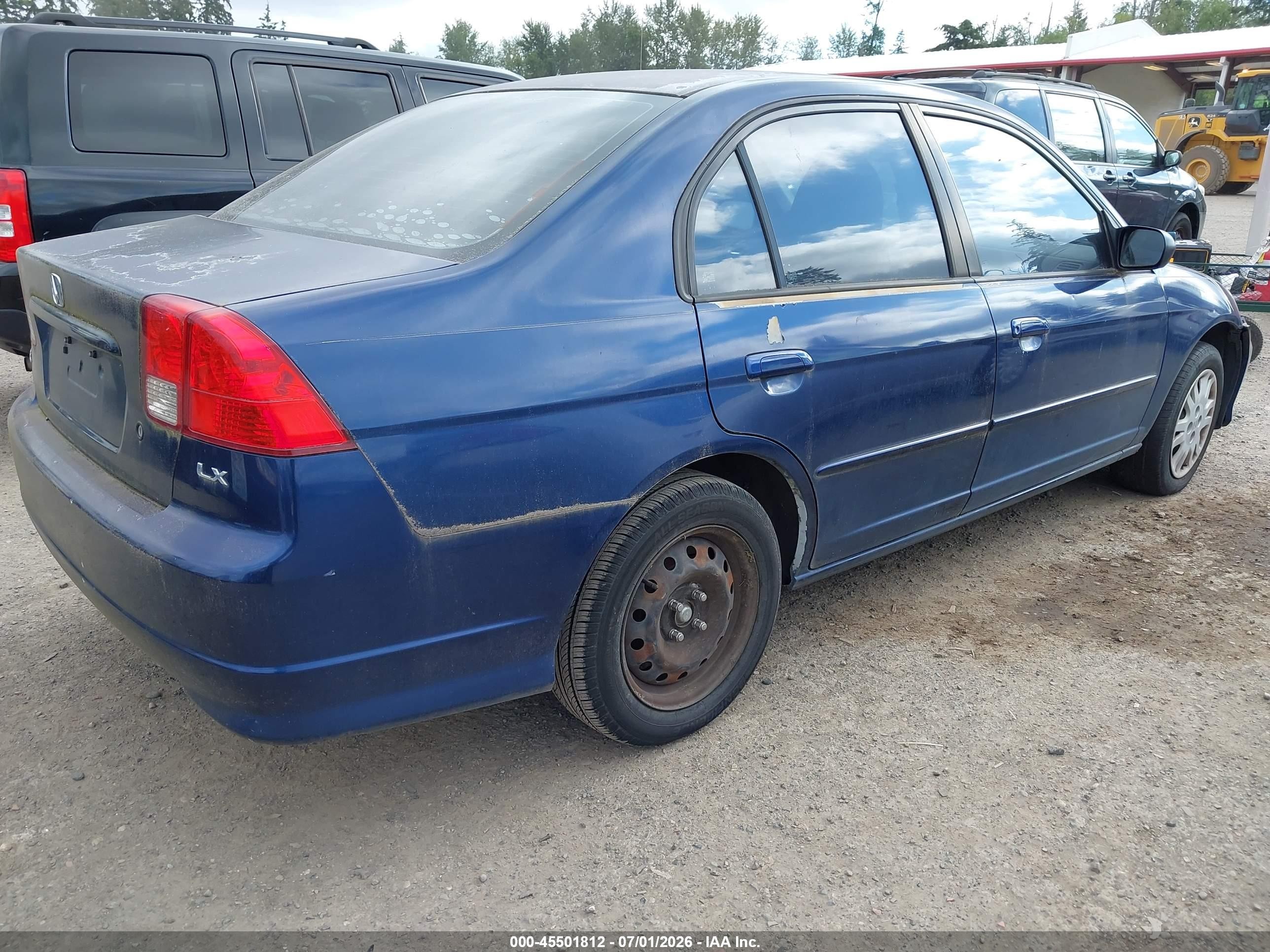 2004 Honda Civic Lx Blue vin: 2HGES16574H560237