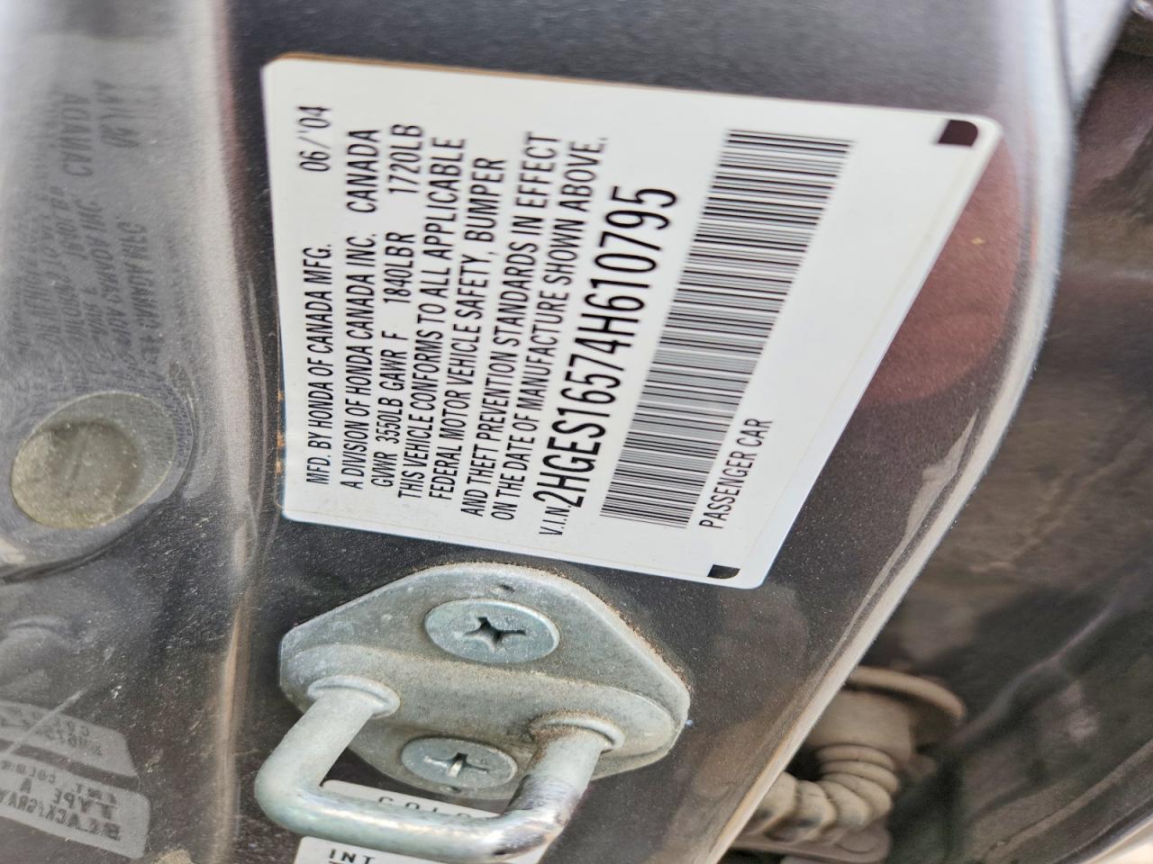 2004 Honda Civic Lx Gray vin: 2HGES16574H610795