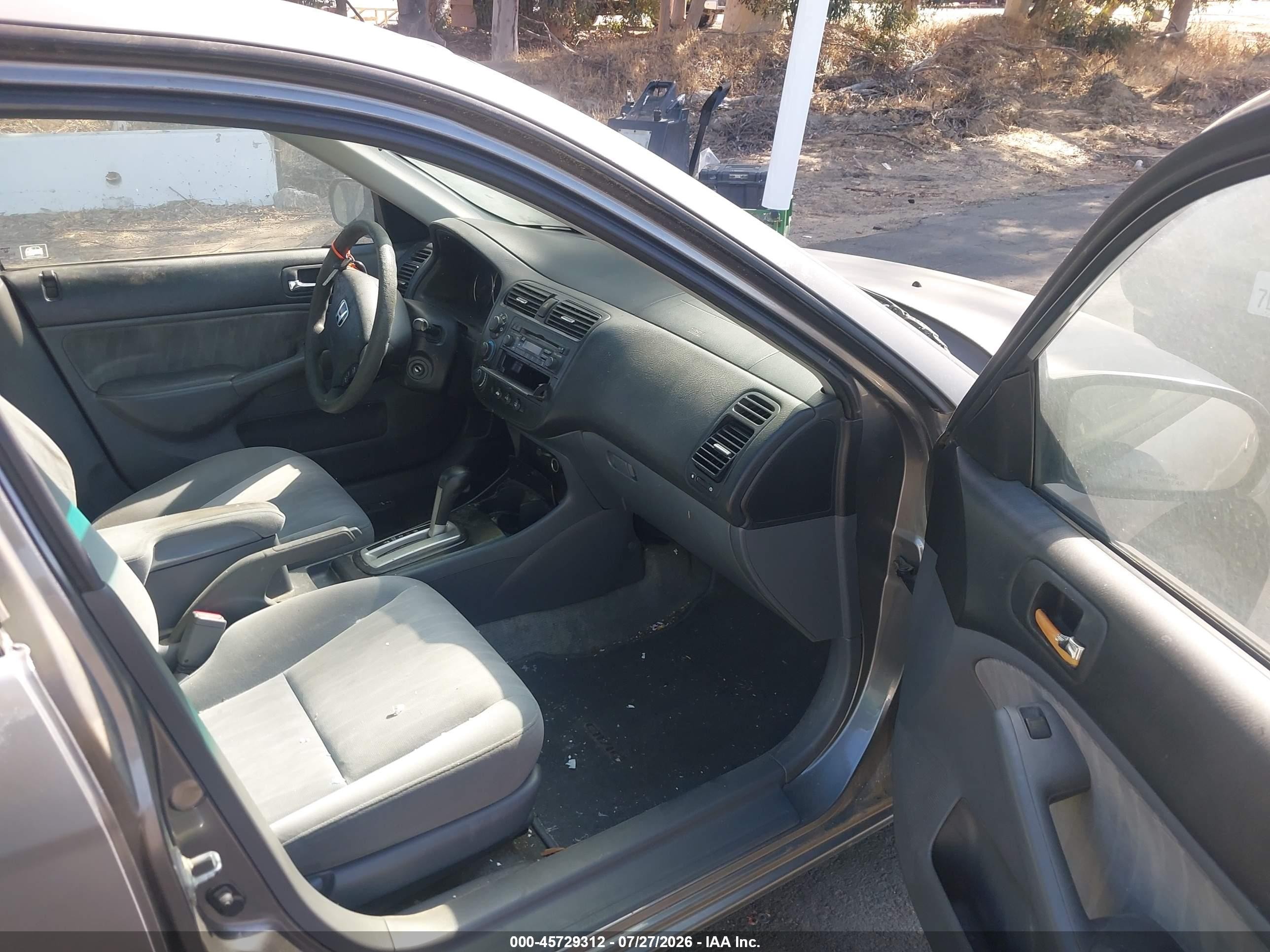 2005 Honda Civic Lx Gray vin: 2HGES16575H594616