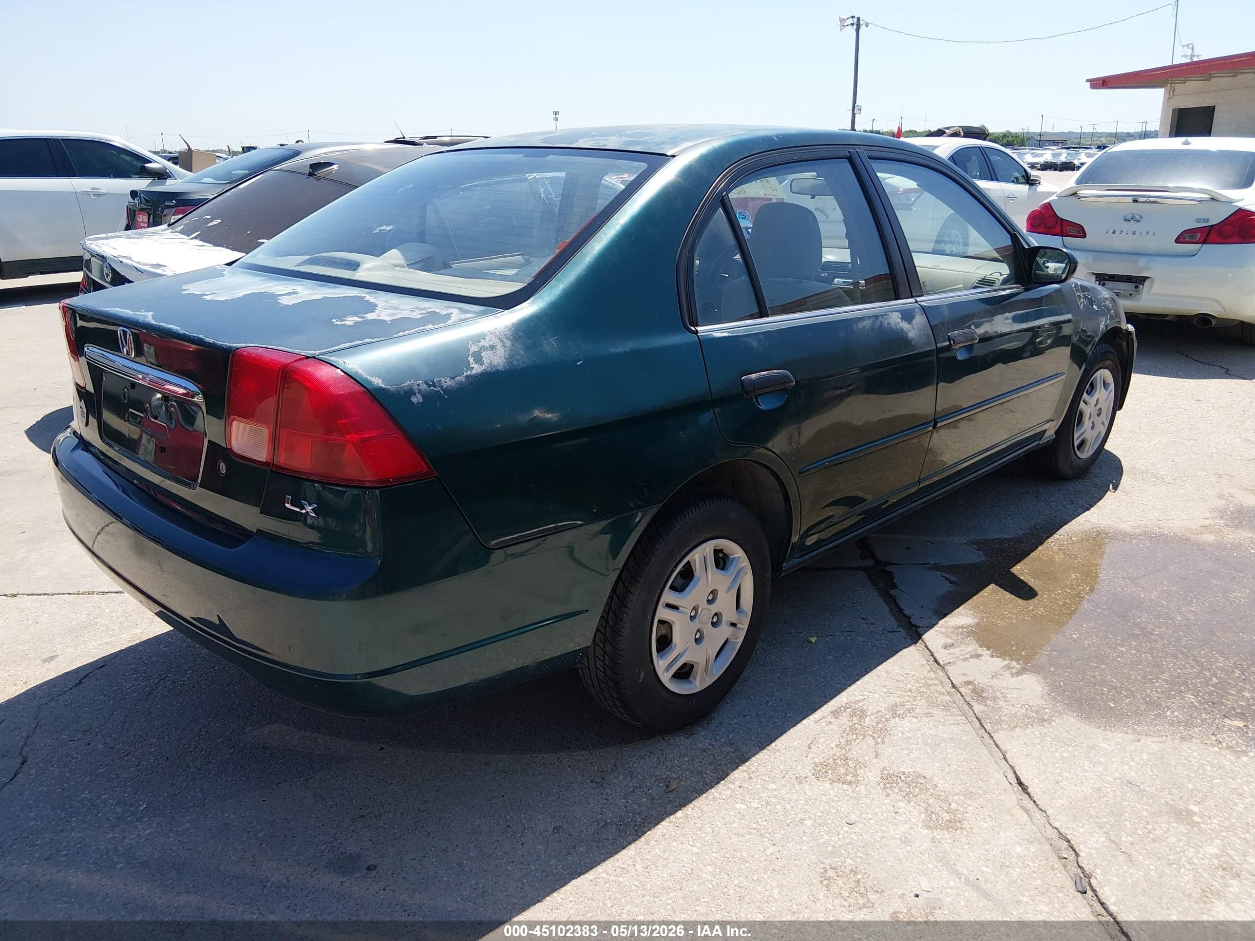 2001 Honda Civic Lx Green vin: 2HGES16581H561098
