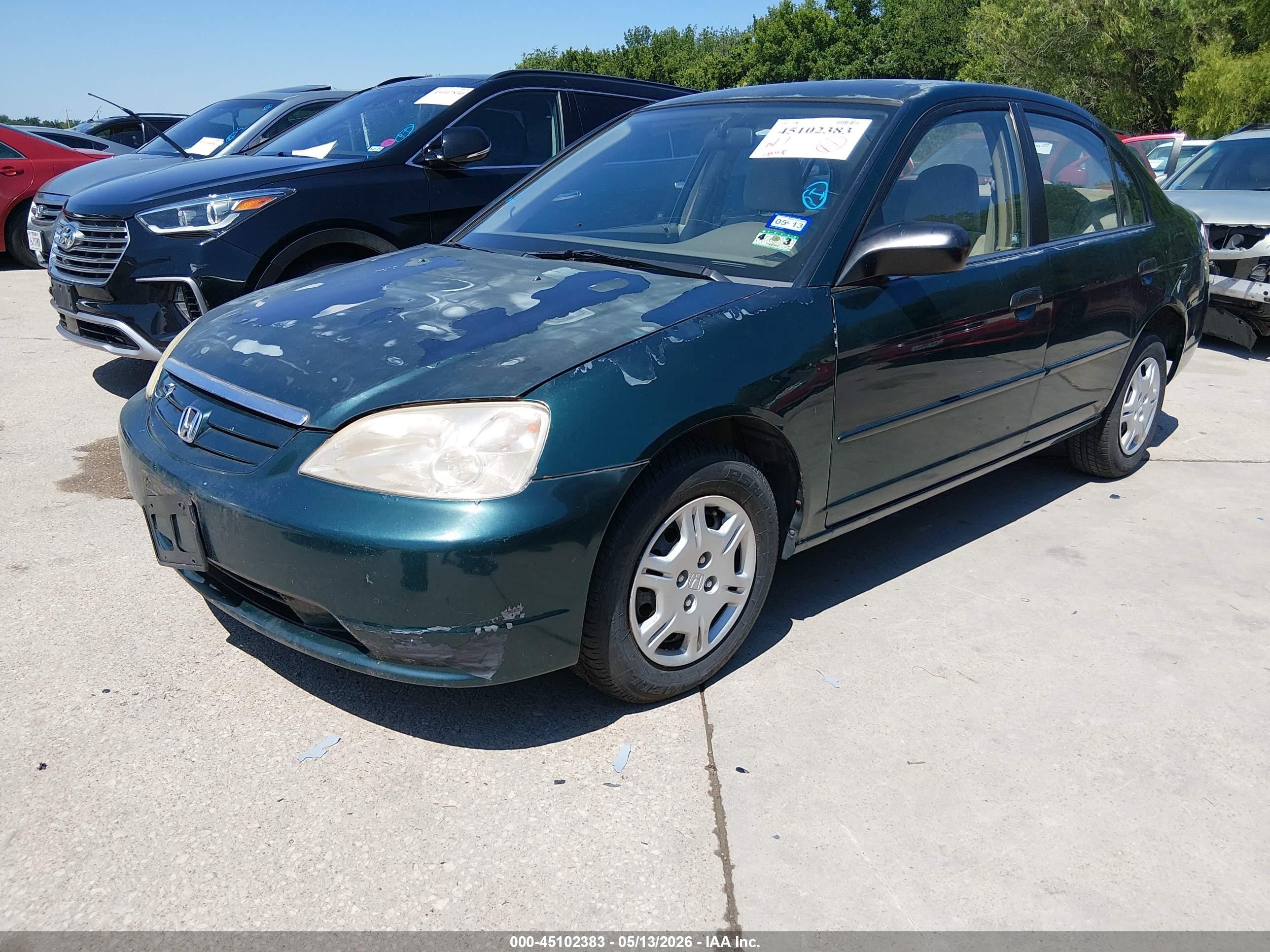 2001 Honda Civic Lx Green vin: 2HGES16581H561098