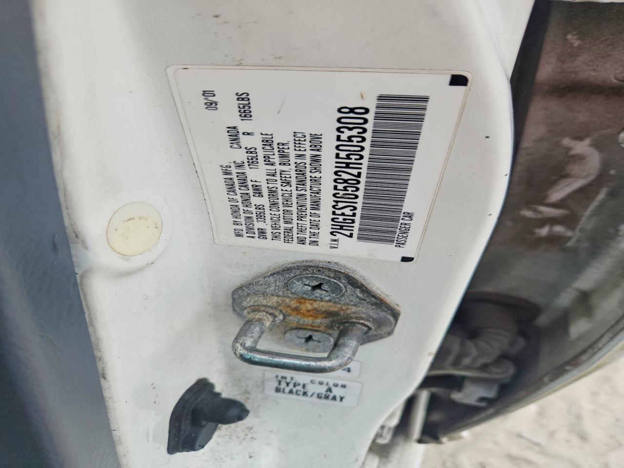 2002 Honda Civic Lx Белый vin: 2HGES16582H505308