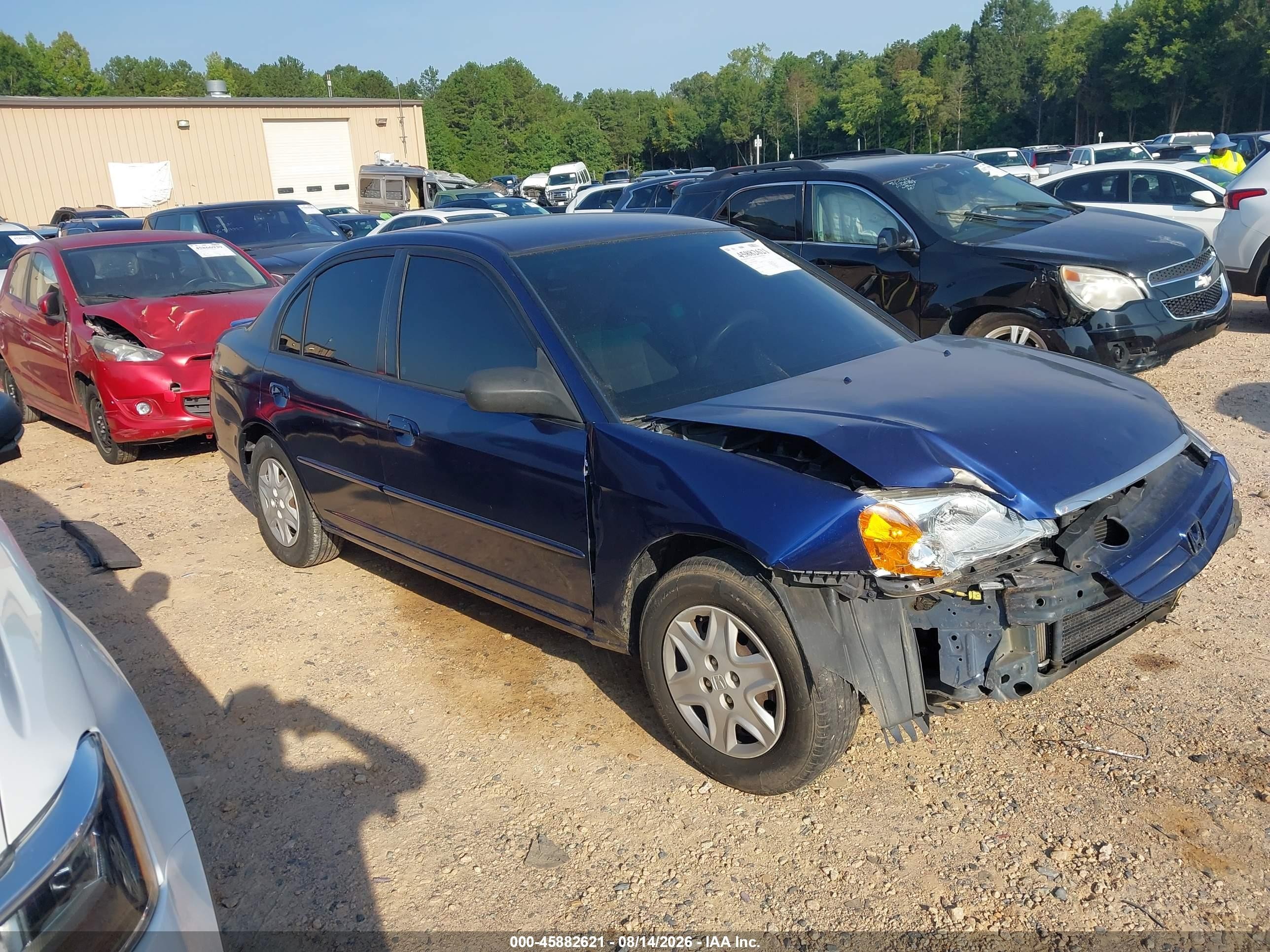 2003 Honda Civic Lx Blue vin: 2HGES16583H606754