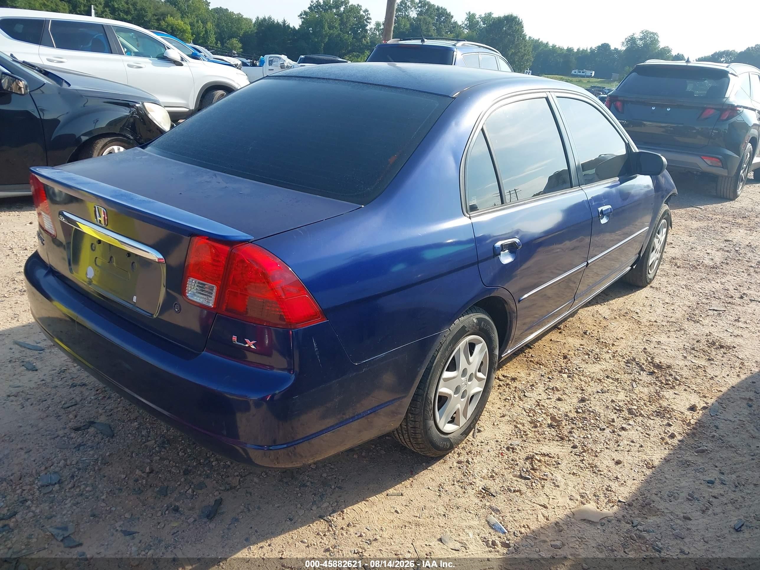 2003 Honda Civic Lx Blue vin: 2HGES16583H606754
