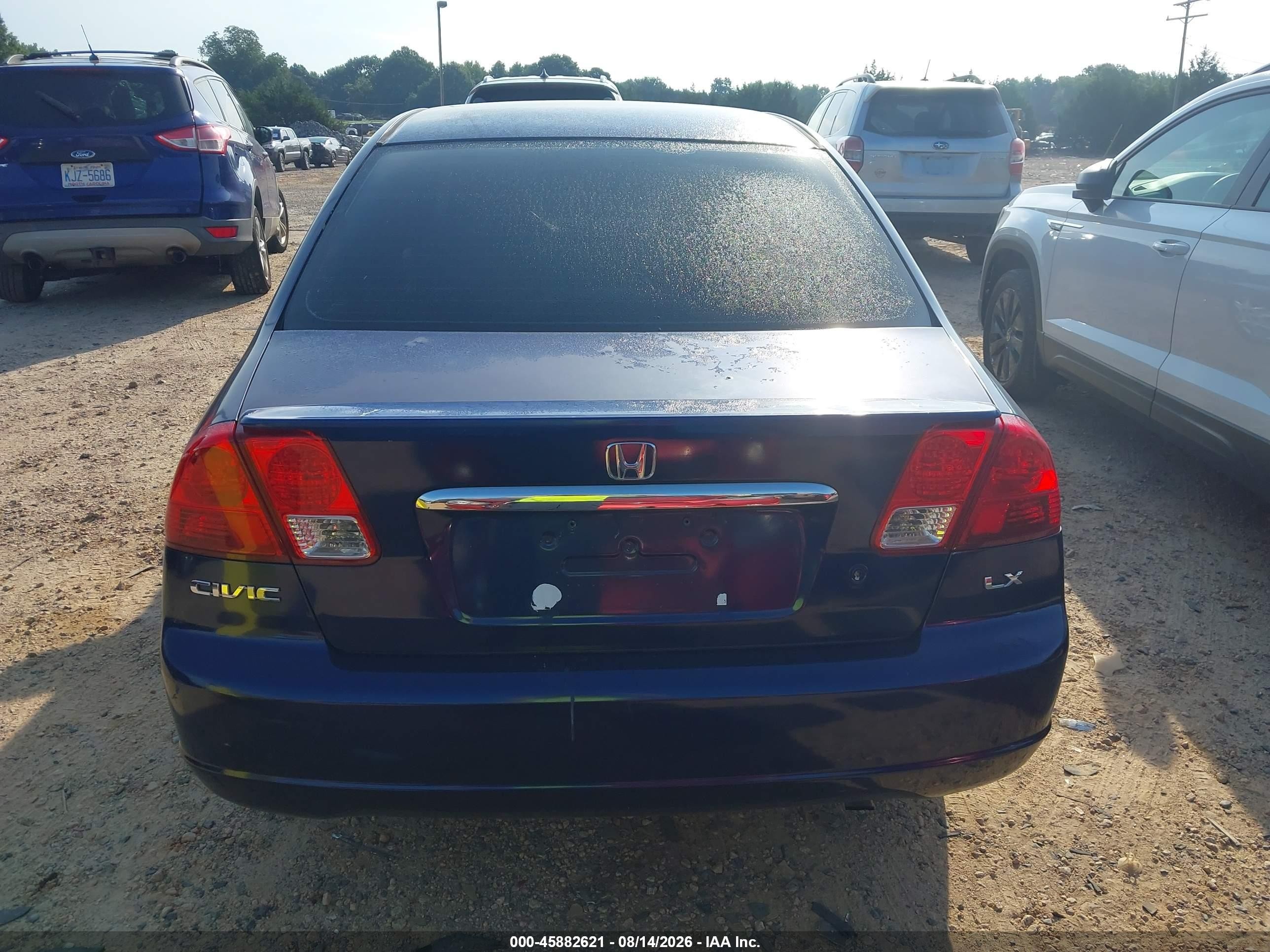 2003 Honda Civic Lx Blue vin: 2HGES16583H606754