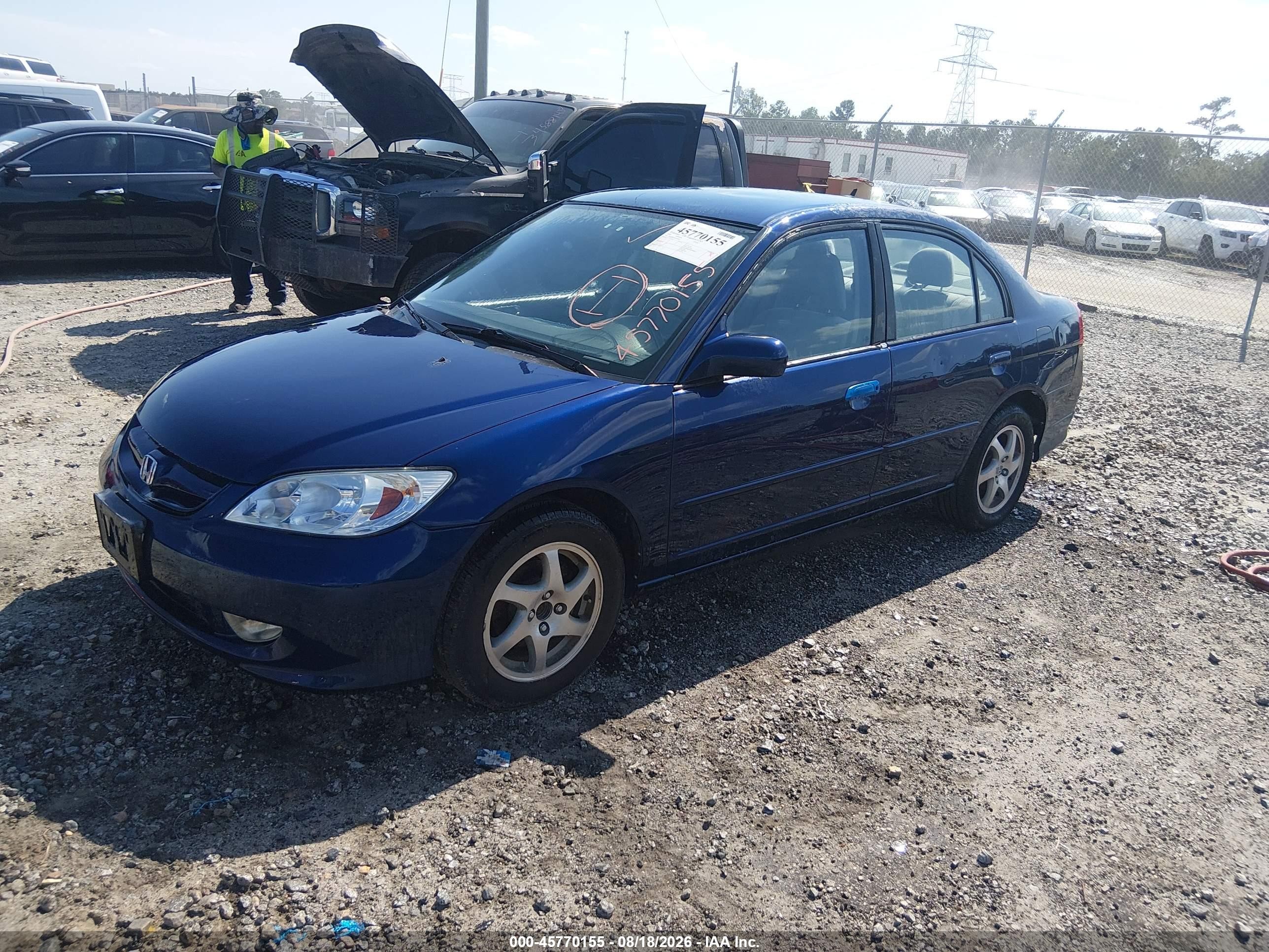 2005 Honda Civic Lx Синий vin: 2HGES16585H509265