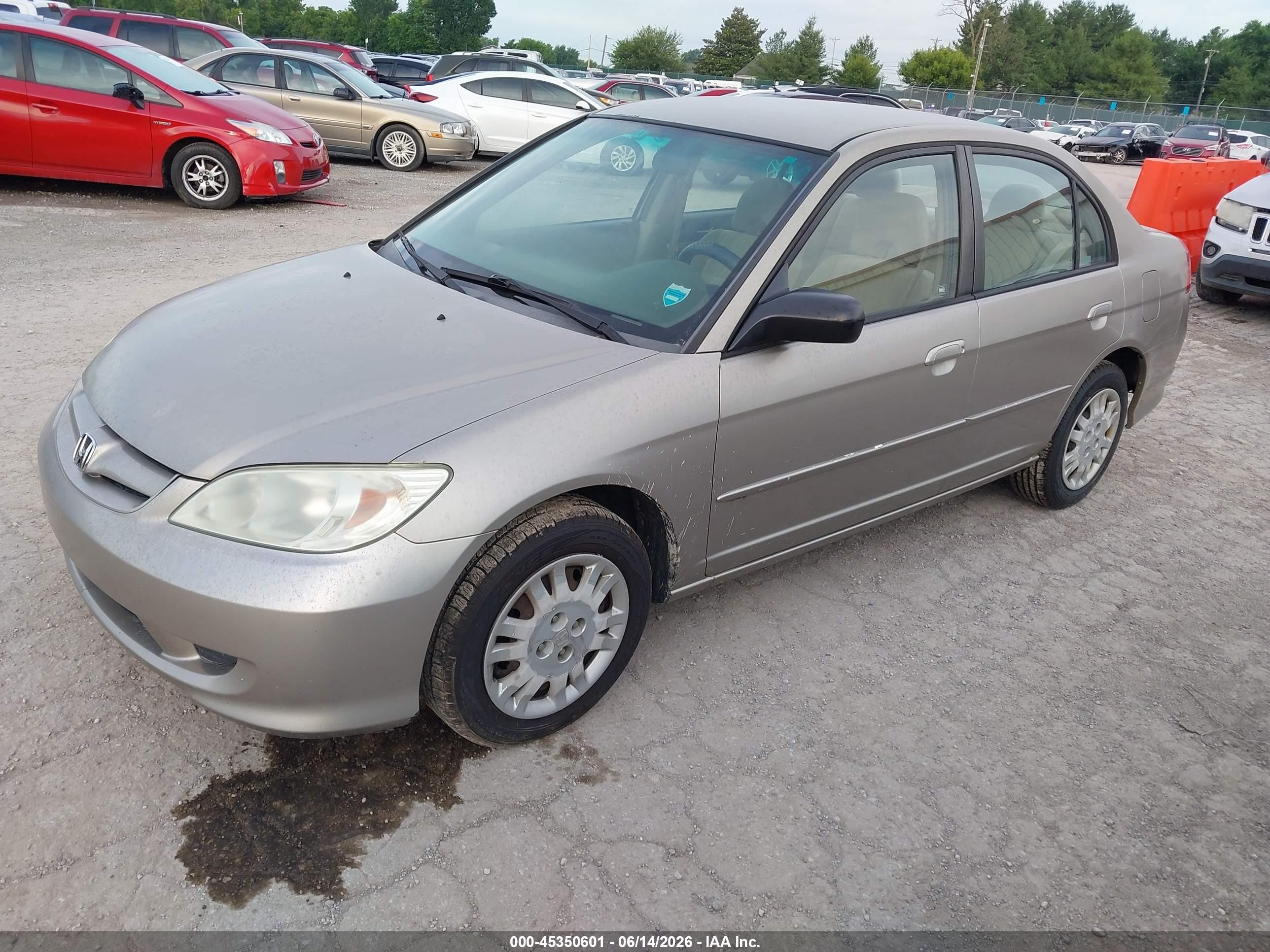 2005 Honda Civic Lx Beige vin: 2HGES16585H550558