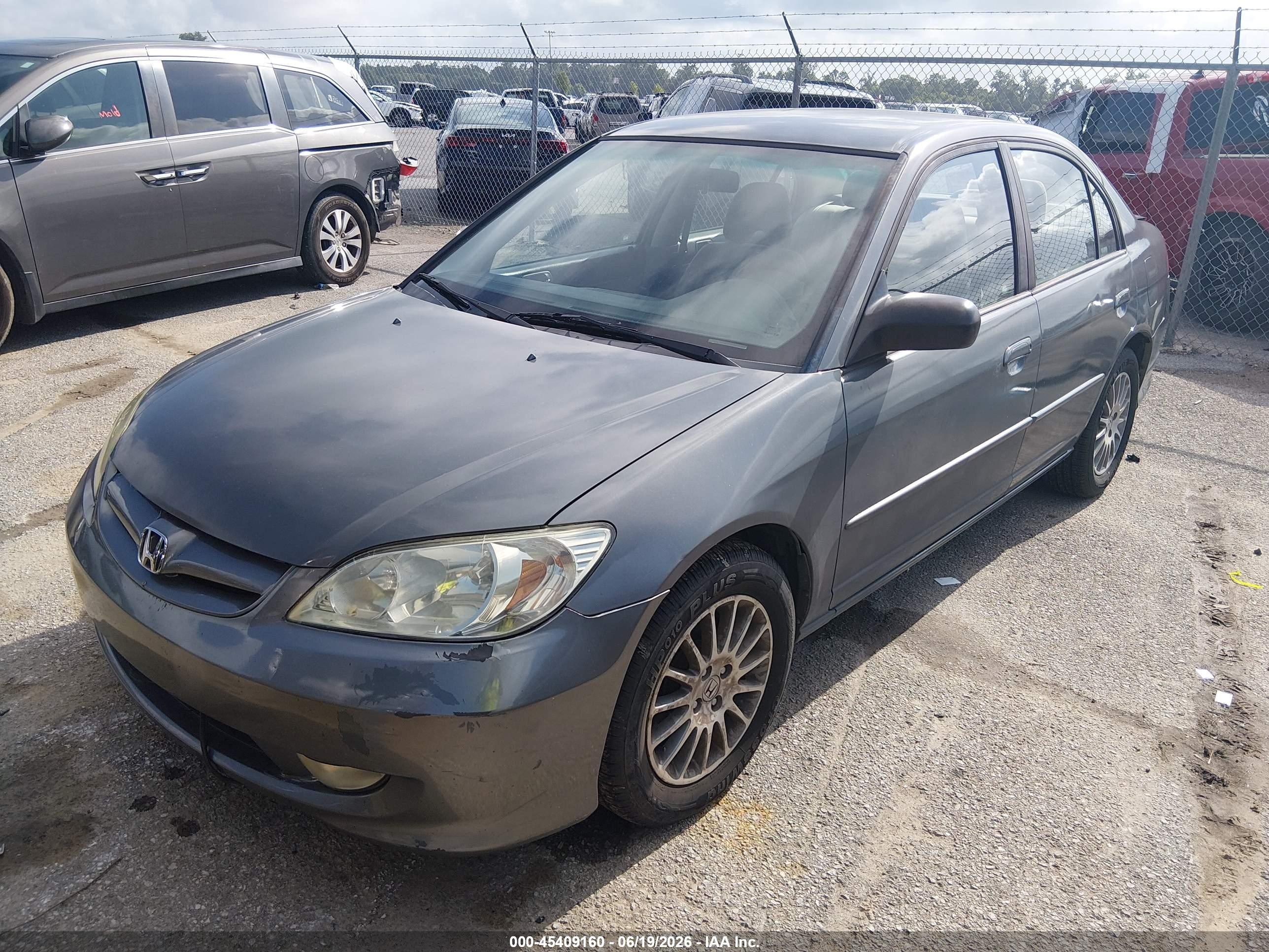 2005 Honda Civic Lx Серый vin: 2HGES16585H630894