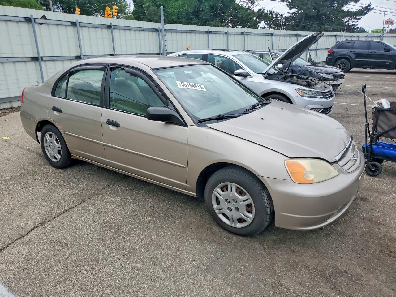 2001 Honda Civic Lx Beige vin: 2HGES16591H523511