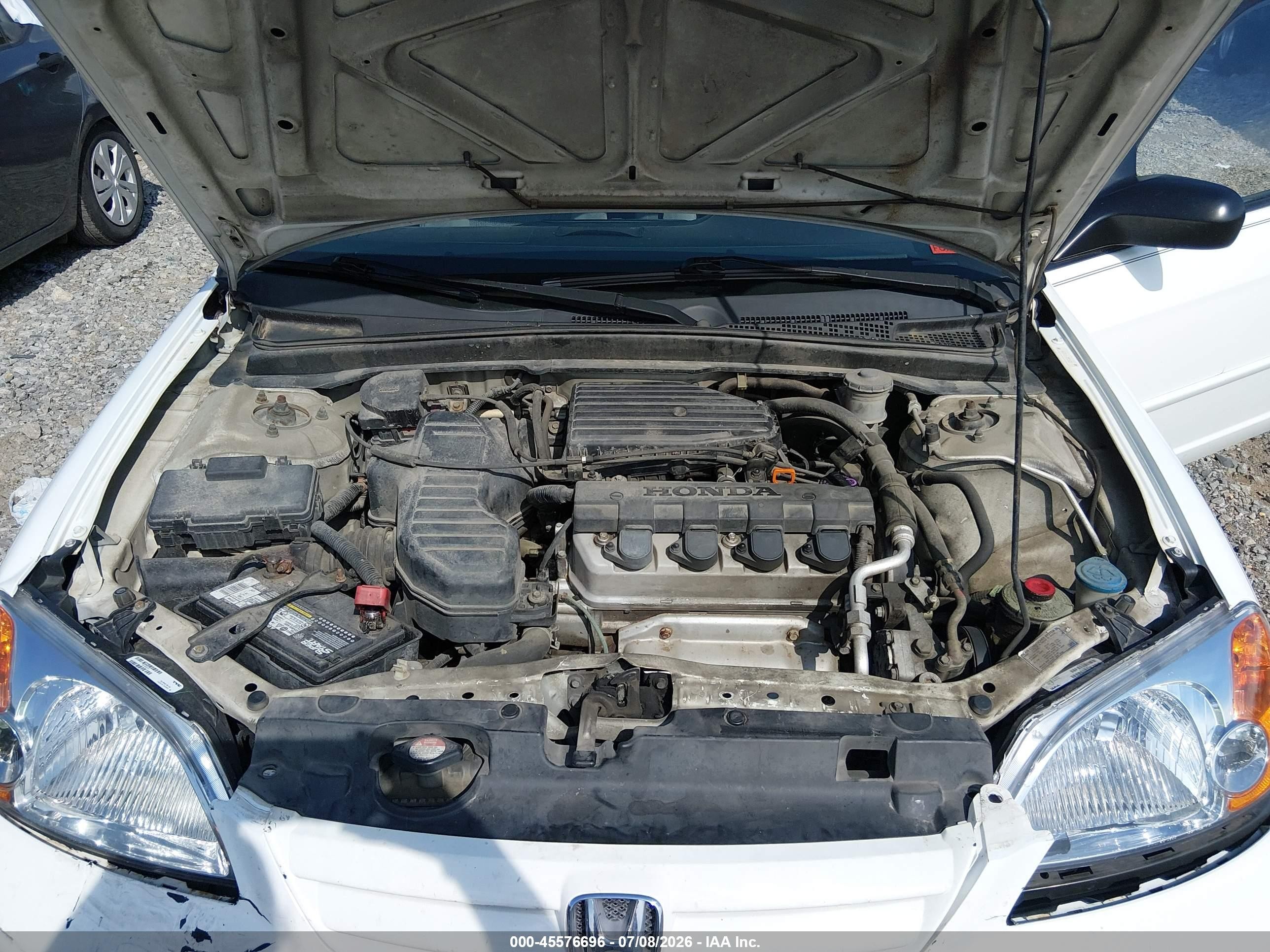 2002 Honda Civic Lx White vin: 2HGES16592H563105
