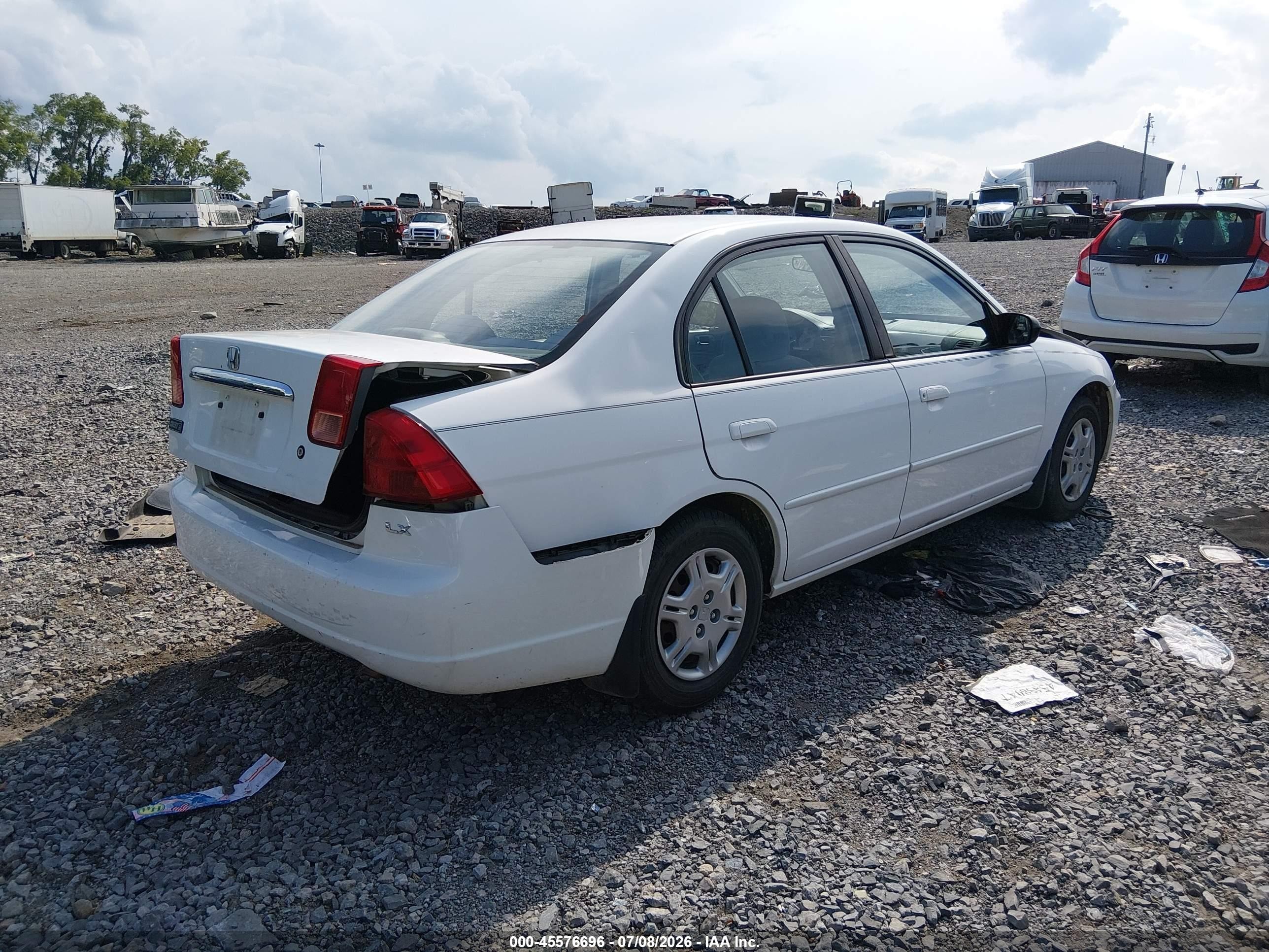 2002 Honda Civic Lx White vin: 2HGES16592H563105