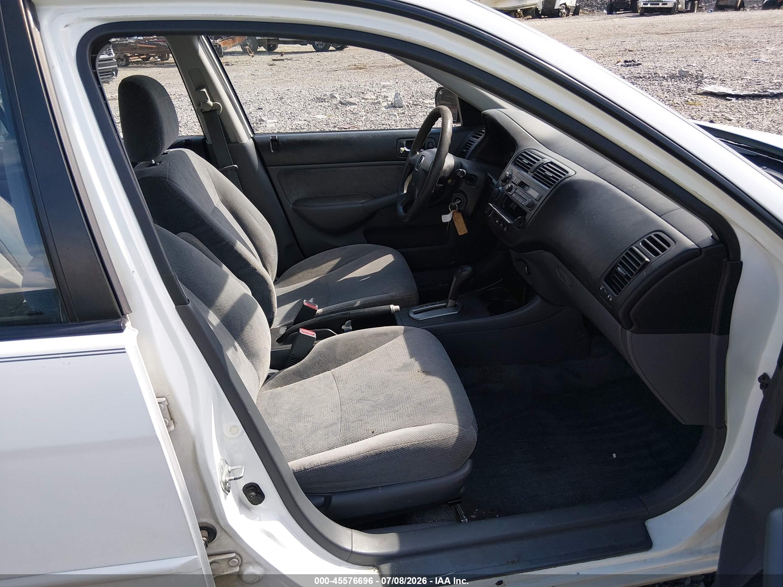 2002 Honda Civic Lx White vin: 2HGES16592H563105