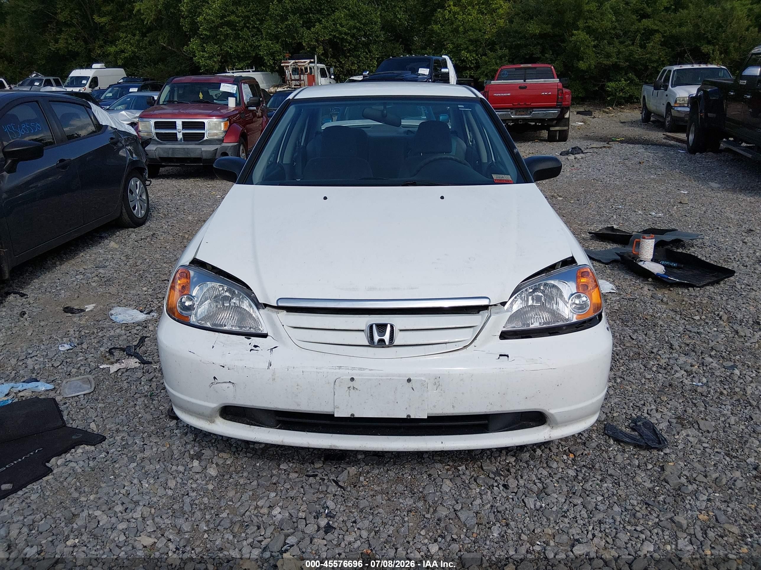 2002 Honda Civic Lx White vin: 2HGES16592H563105
